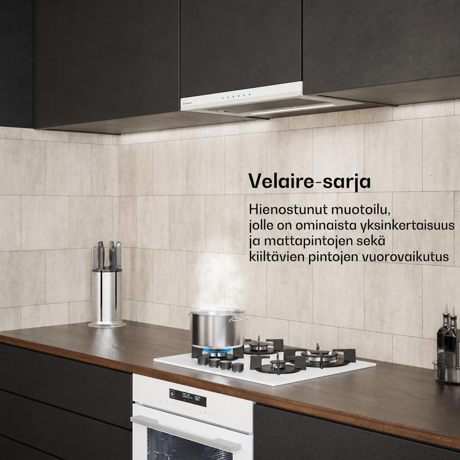 Velaire ulosvedettävä liesituuletin 60 cm | Tyylikäs, minimalistinen, tehokas | EEC A++ | 891 m³/h Valkoinen