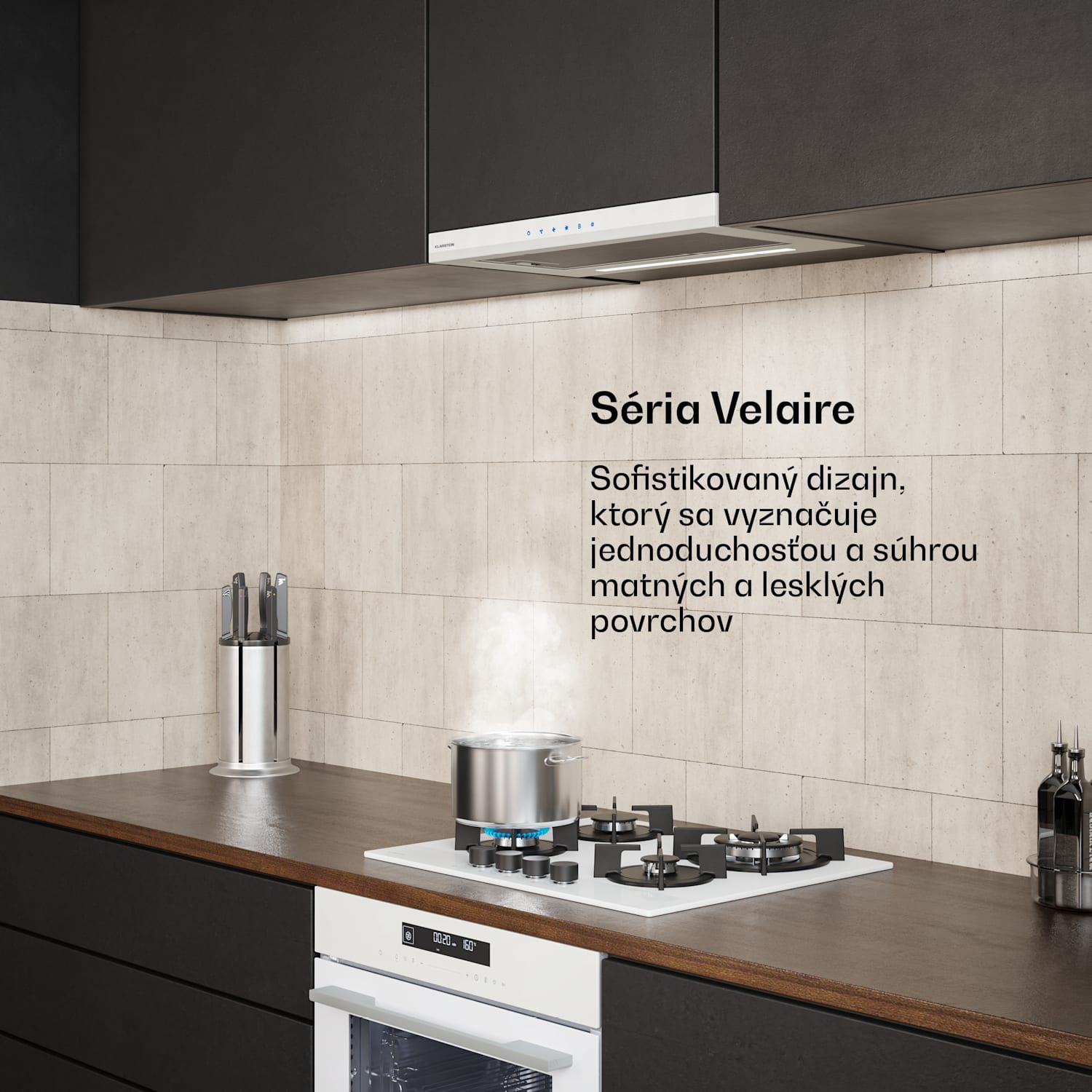 Velaire výsuvný digestor 60 cm, Elegantný, minimalistický, výkonný, EEC A++, 896 m³/h Biela