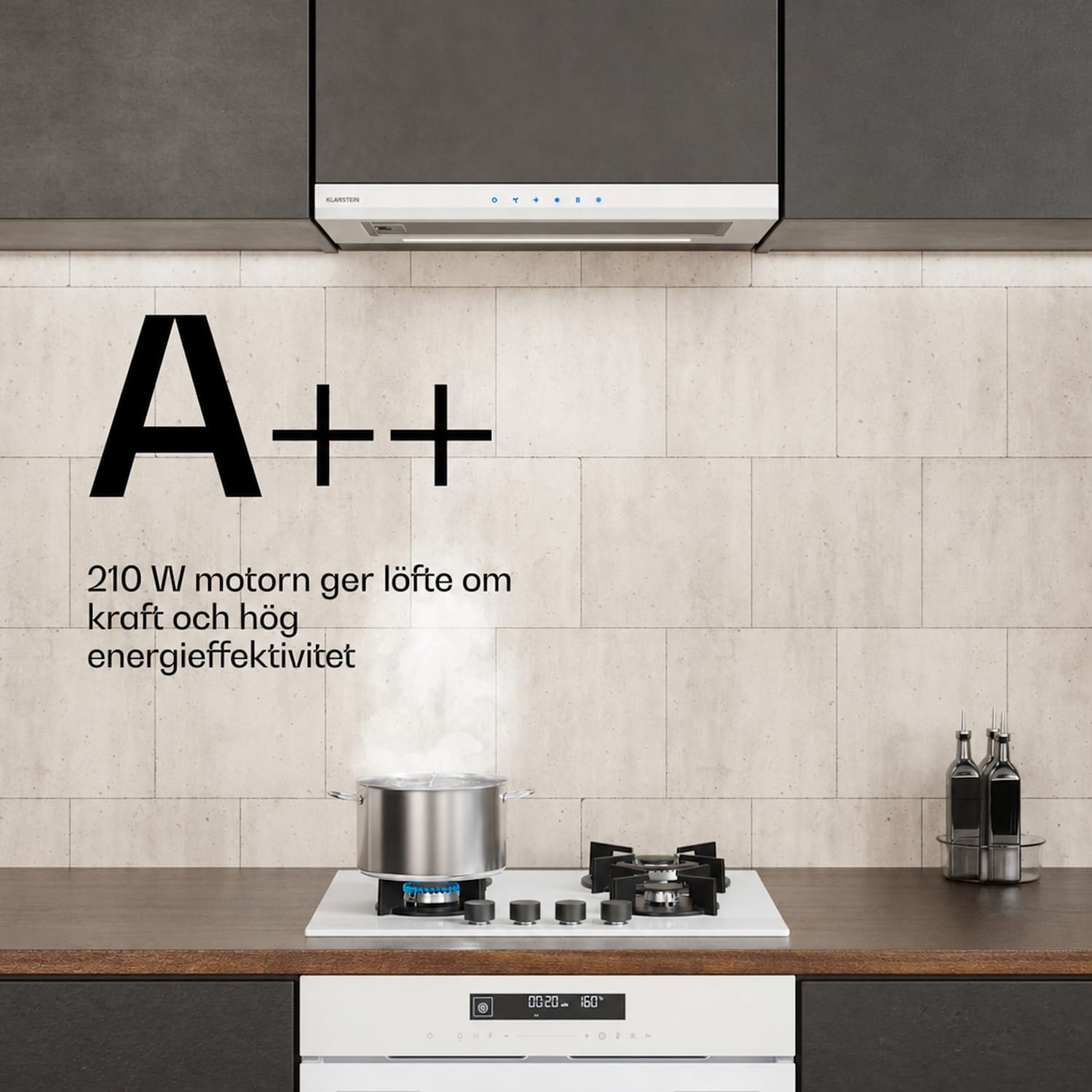 Velaire utdragbar fläkt 60 cm | Elegant, minimalistisk, kraftfull | EEC A++ | 891 m³/h Vit
