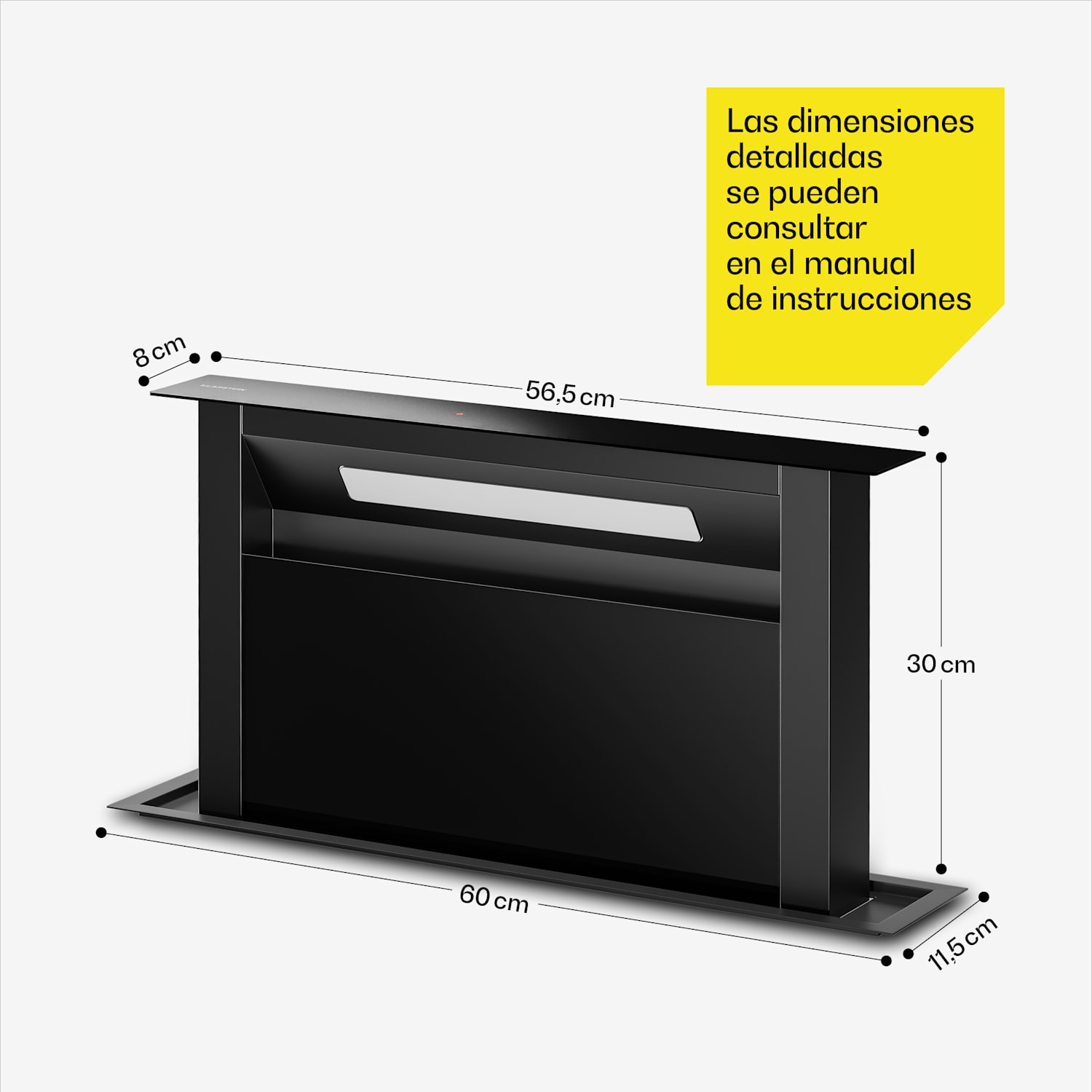 Sistema de extracción Velaire | Elegante, minimalista, potente | Clase de energía A++ | 853 m³/h | 60 cm 60 cm