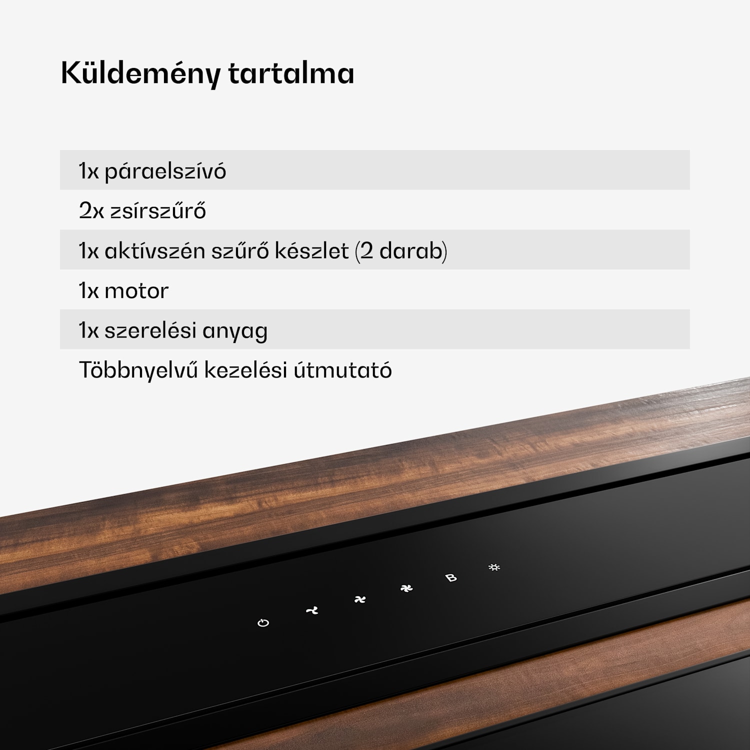 Velaire Downdraft-System, Elegáns, minimalista, erőteljes, A++ energiaosztály, 853 m³/h, 60 cm 60 cm