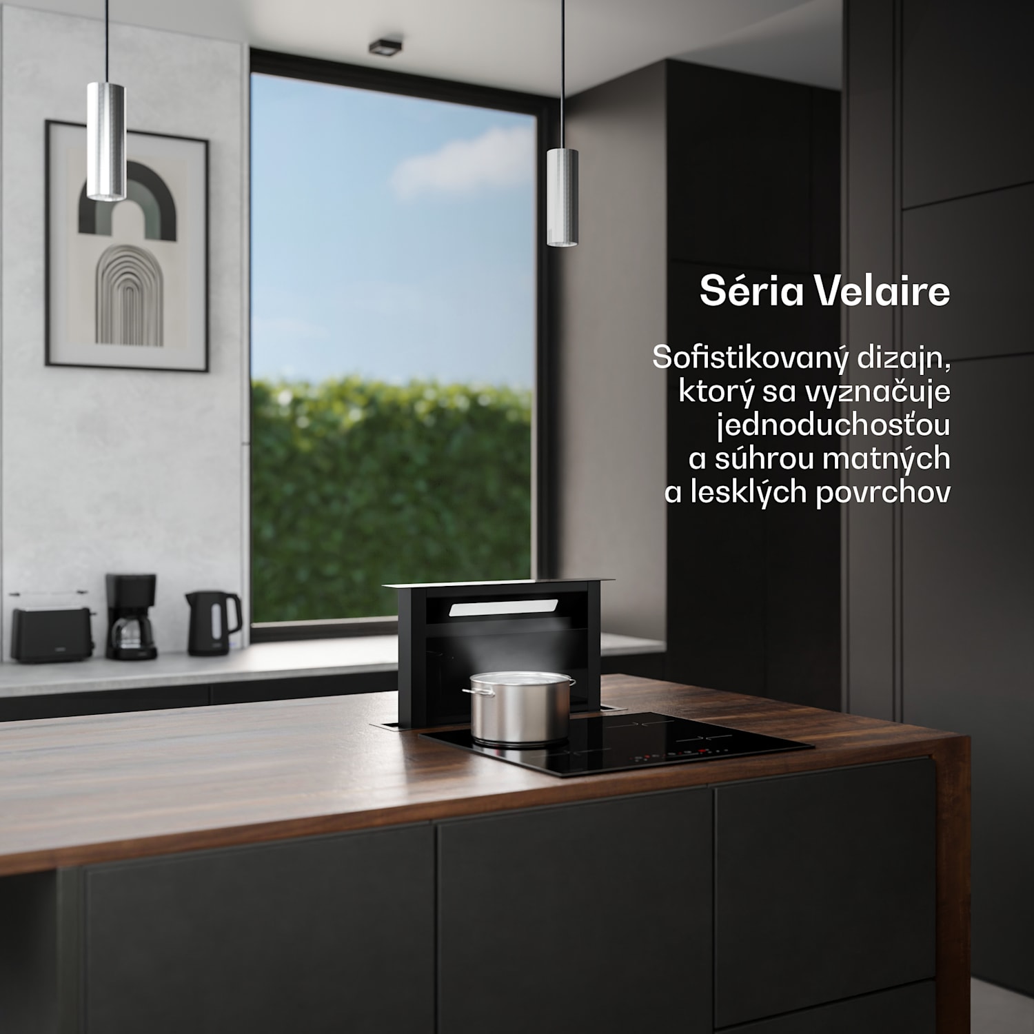 Velaire Downdraft-System, Elegantný, minimalistický, výkonný, Energetická trieda A++, 853 m³/h, 60 cm 60 cm