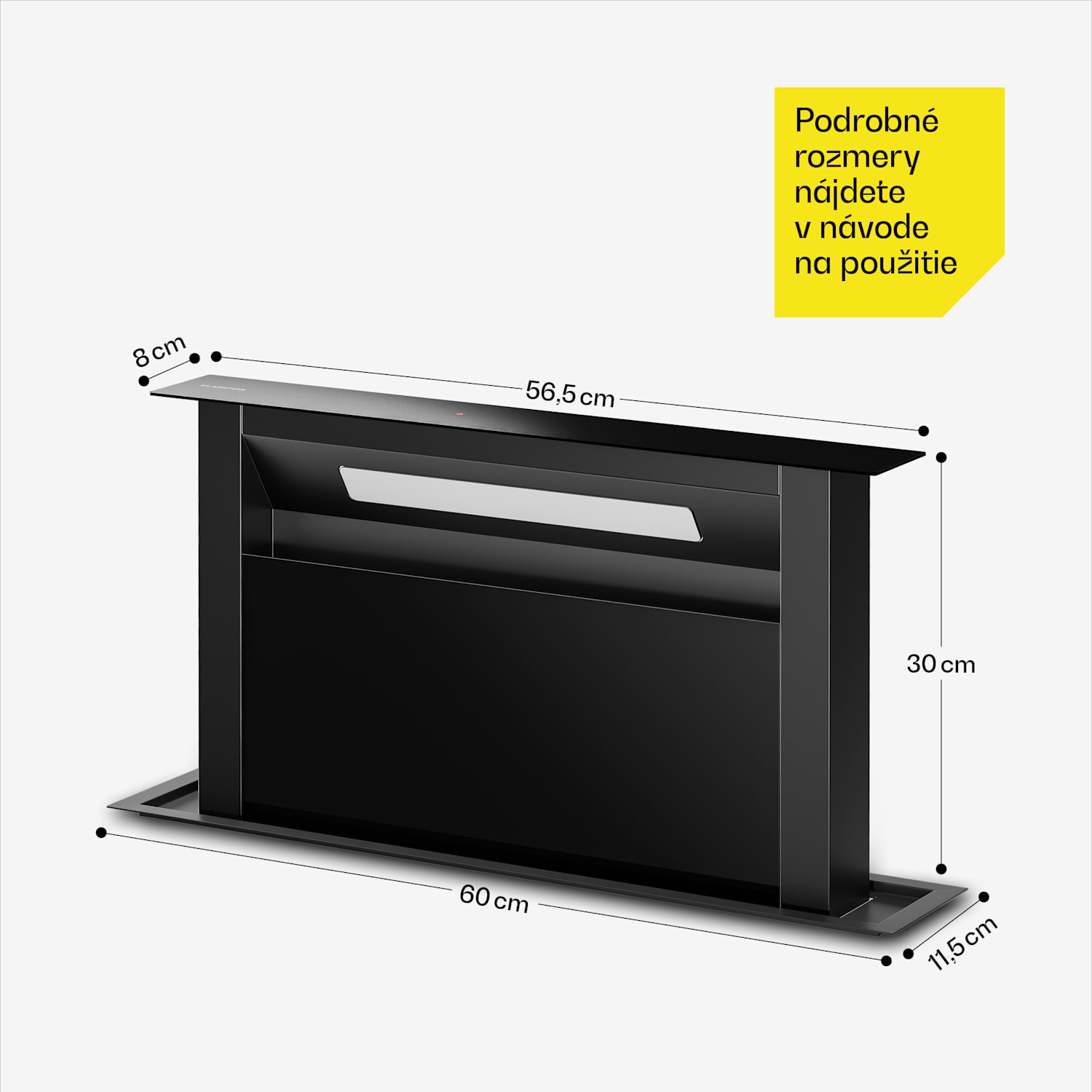 Velaire Downdraft-System, Elegantný, minimalistický, výkonný, Energetická trieda A++, 853 m³/h, 60 cm 60 cm
