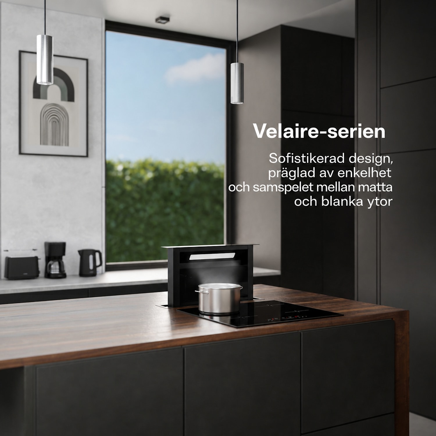 Velaire bänkfläkt (downdraft) | elegant, minimalistisk, kraftfull | energiklass A++ | 853 m³/h | 60 cm 60 cm