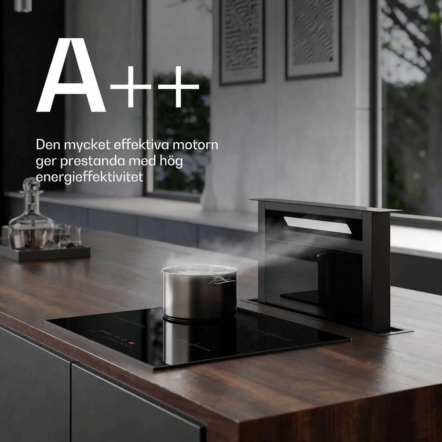 Velaire bänkfläkt (downdraft) | elegant, minimalistisk, kraftfull | energiklass A++ | 853 m³/h | 60 cm 60 cm