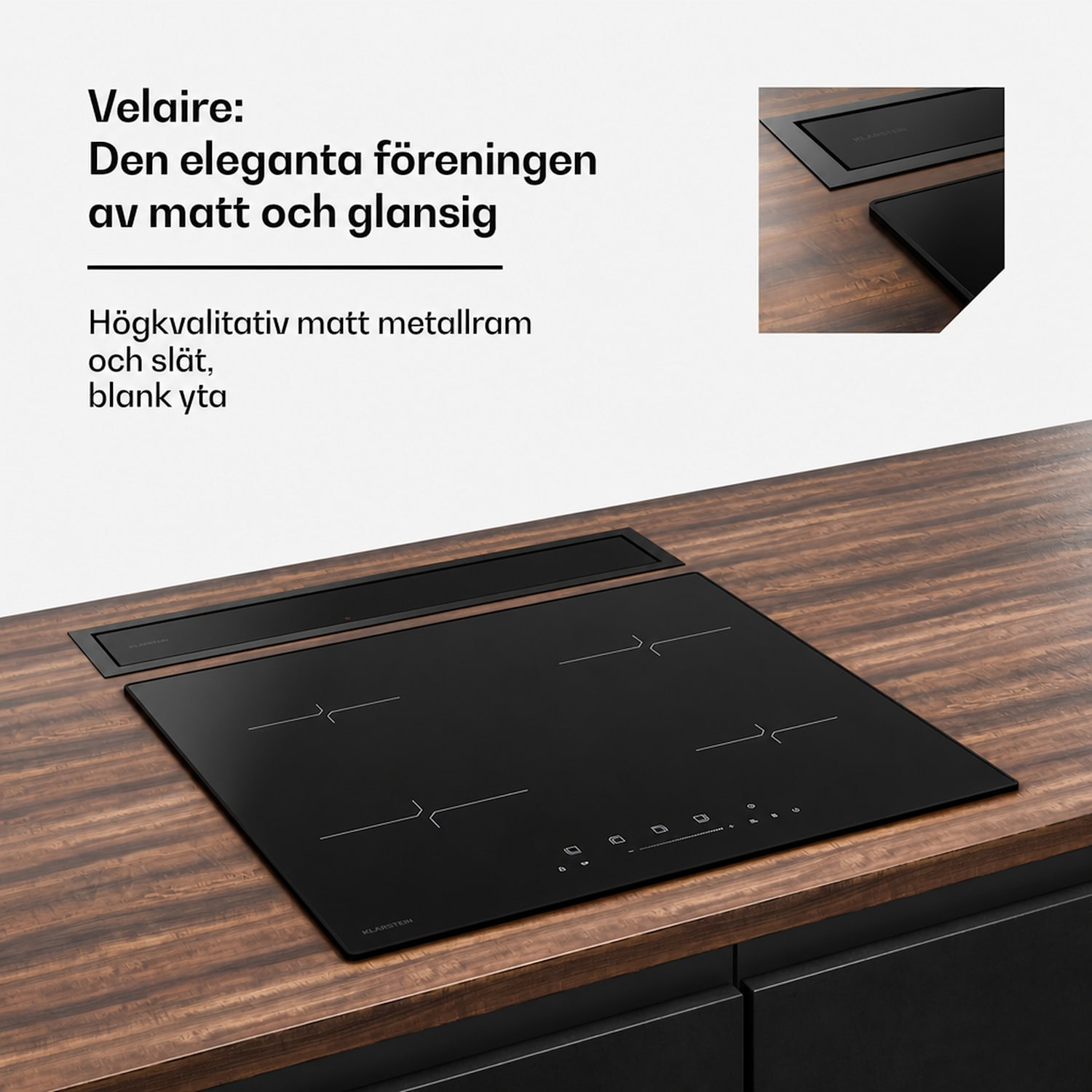 Velaire bänkfläkt (downdraft) | elegant, minimalistisk, kraftfull | energiklass A++ | 853 m³/h | 60 cm 60 cm