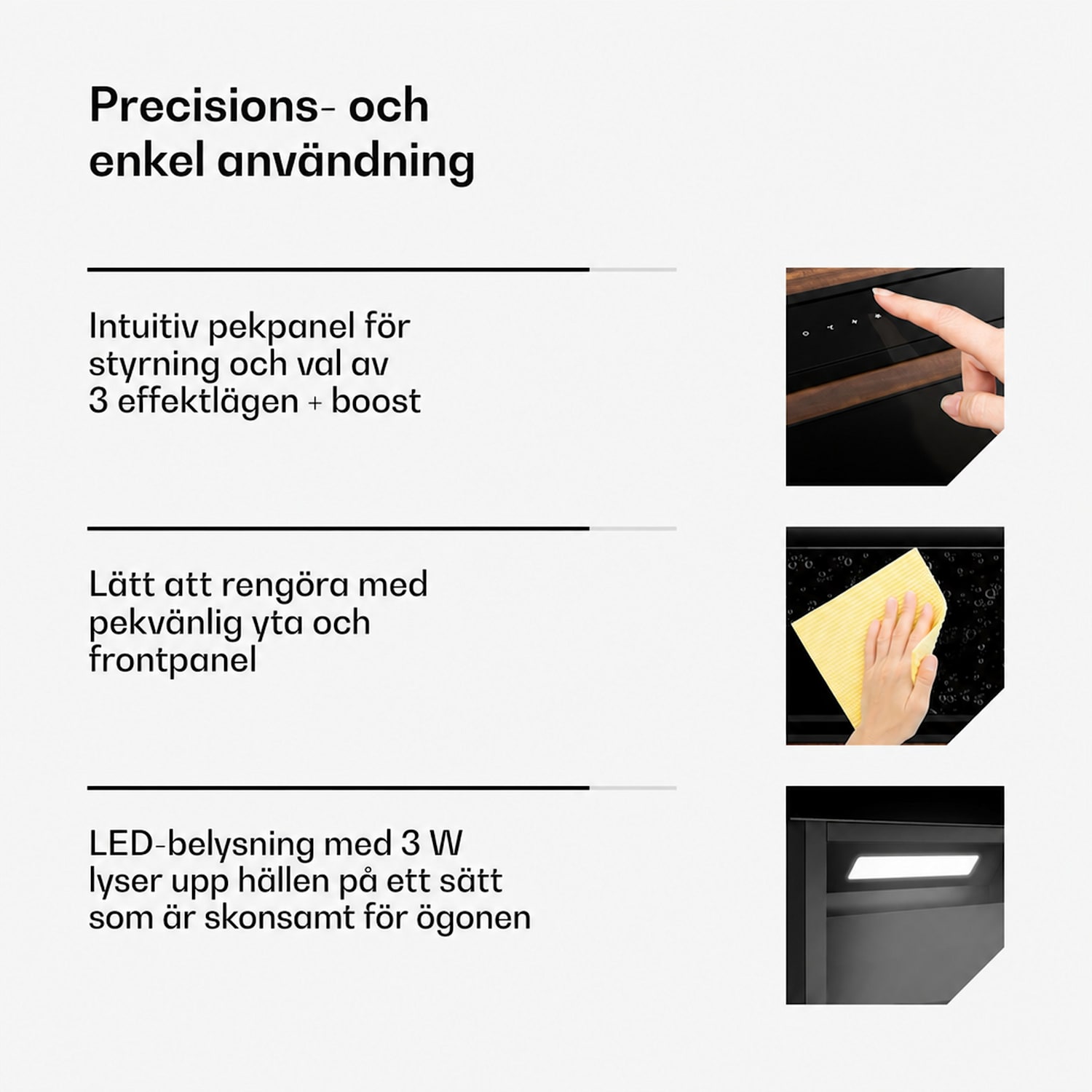 Velaire bänkfläkt (downdraft) | elegant, minimalistisk, kraftfull | energiklass A++ | 853 m³/h | 60 cm 60 cm
