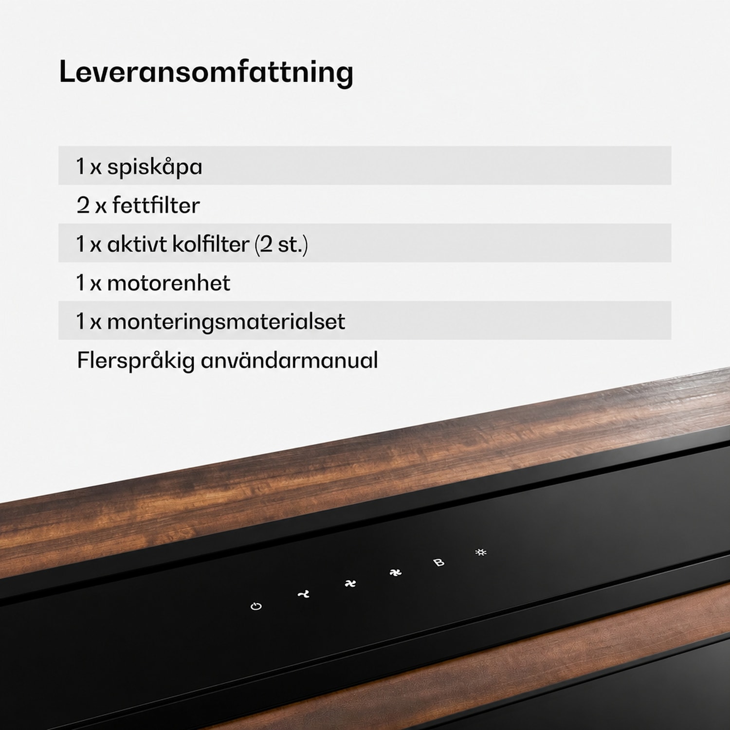 Velaire bänkfläkt (downdraft) | elegant, minimalistisk, kraftfull | energiklass A++ | 853 m³/h | 60 cm 60 cm