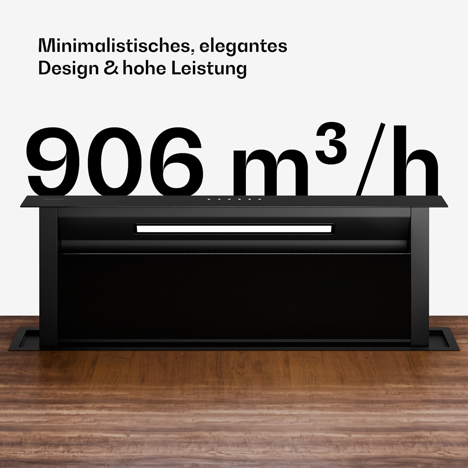 Velaire système à aspiration descendante | Élégant, minimaliste, puissant | Classe énergétique A++ | 906 m³/h | 90 cm 90 cm