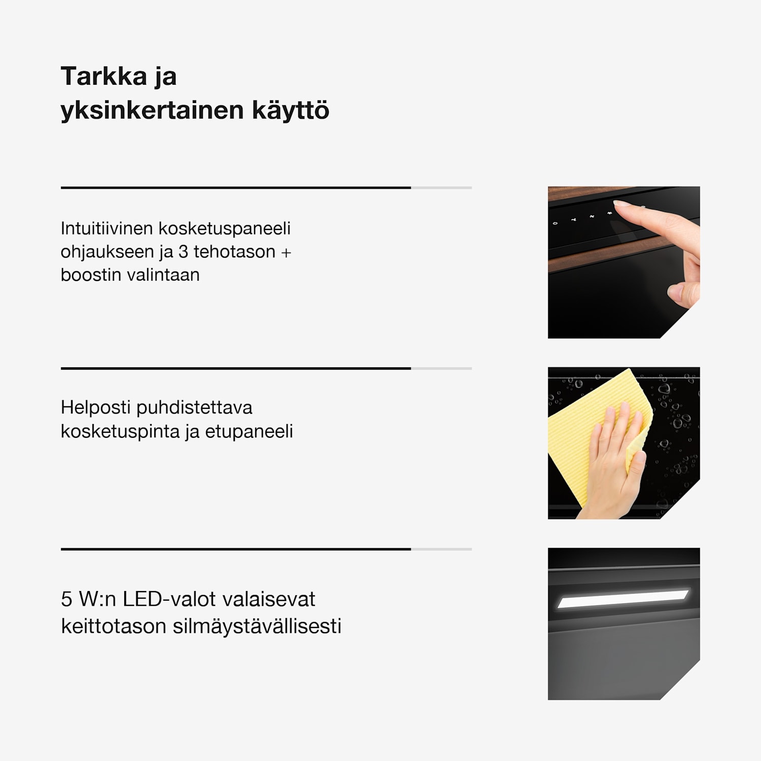 Velaire Downdraft-järjestelmä | Tyylikäs, minimalistinen, tehokas | Energialuokka A++ | 906 m³/h | 90 cm 90 cm