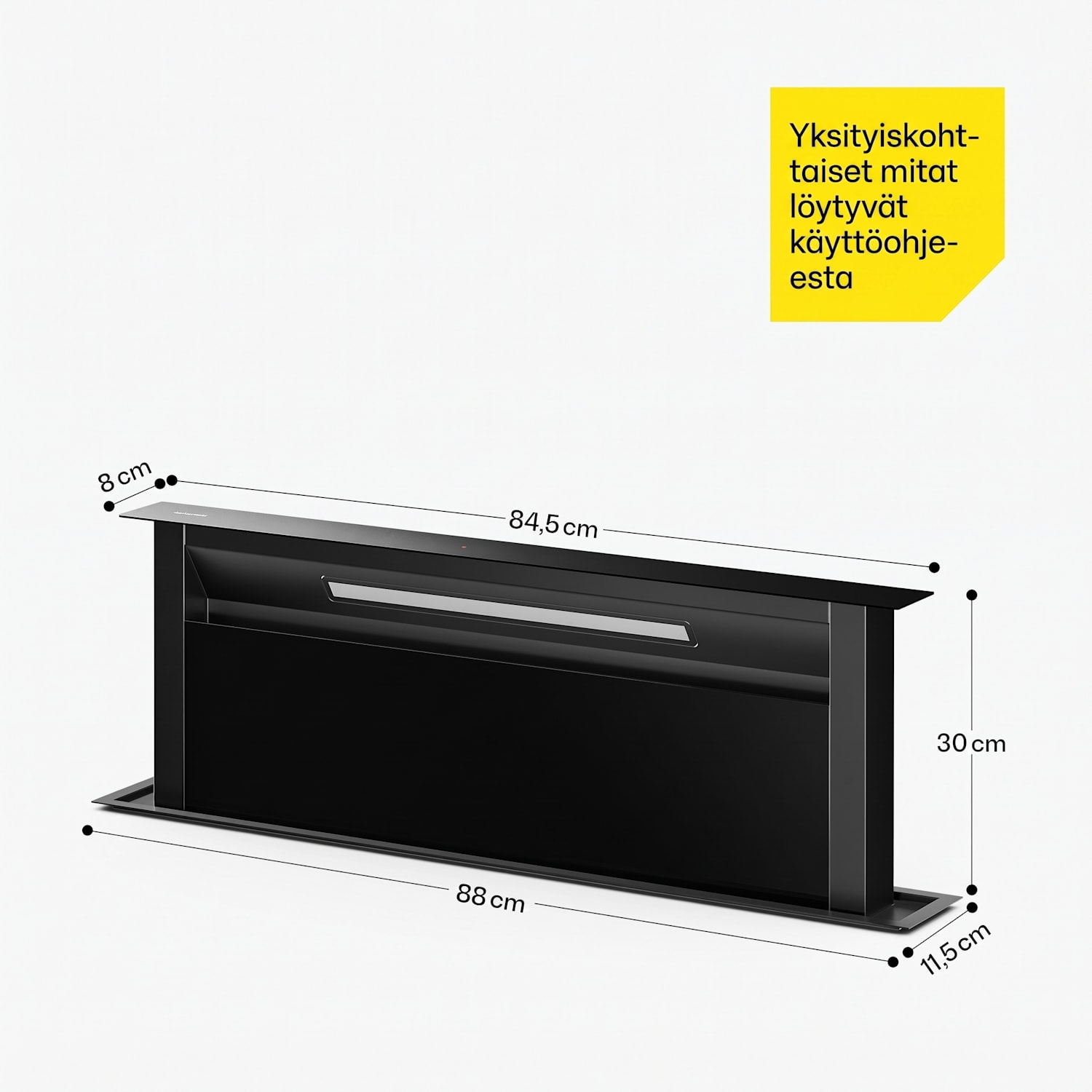 Velaire Downdraft-järjestelmä | Tyylikäs, minimalistinen, tehokas | Energialuokka A++ | 906 m³/h | 90 cm 90 cm