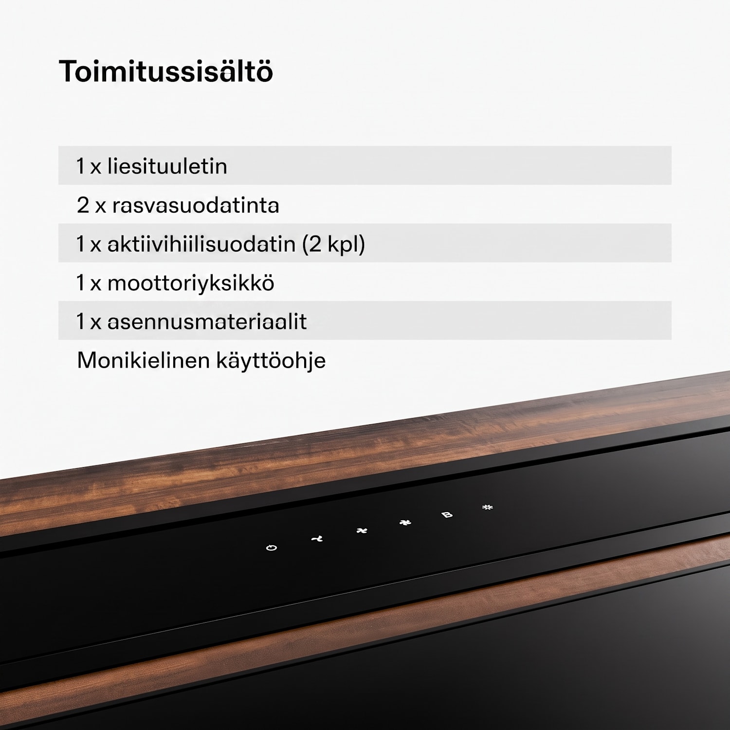 Velaire Downdraft-järjestelmä | Tyylikäs, minimalistinen, tehokas | Energialuokka A++ | 906 m³/h | 90 cm 90 cm
