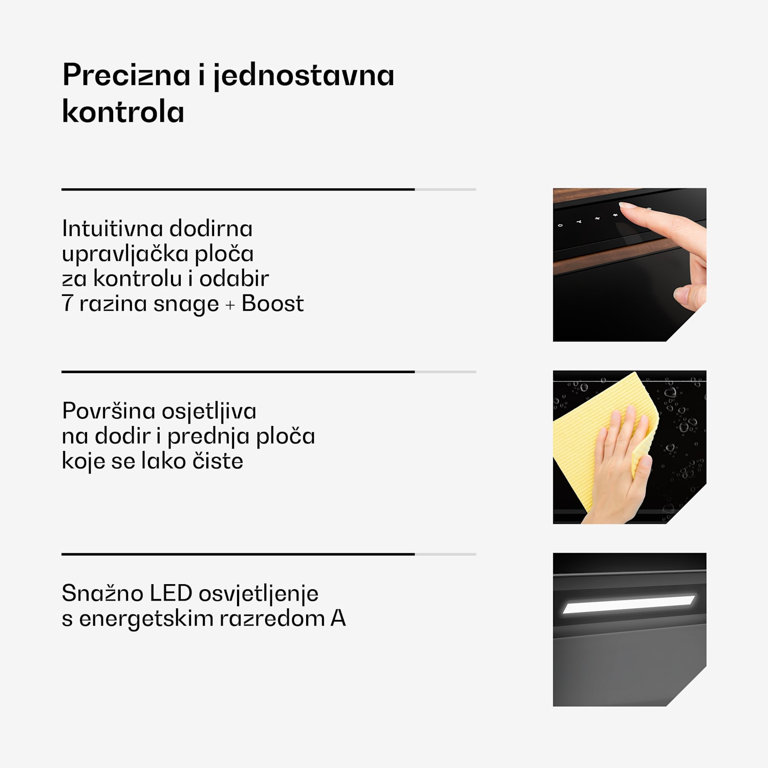 Velaire Downdraft sustav, Elegantan, minimalistički, snažan, Energetska klasa A++, 906 m³/h, 90 cm 90 cm
