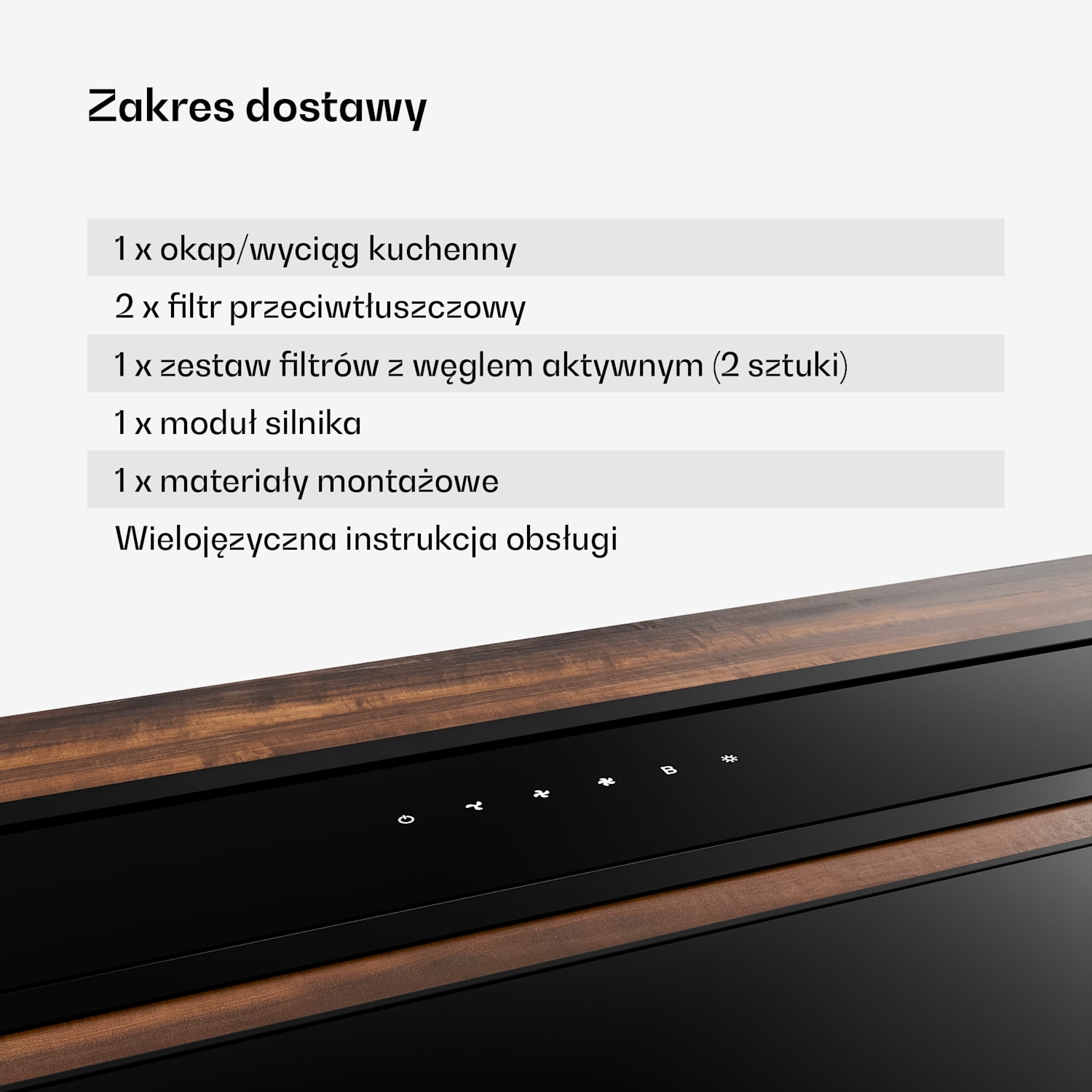 System downdraft Velaire, Elegancki, minimalistyczny, wydajny, Klasa energetyczna A++, 906 m³/h, 90 cm 90 cm