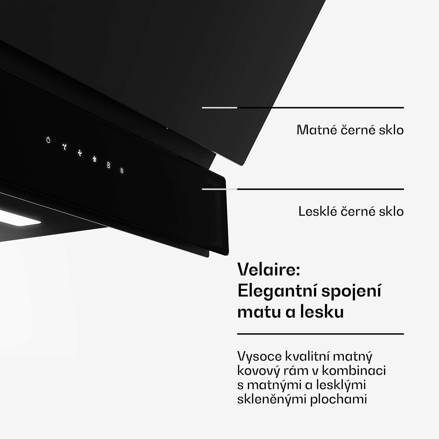 Velaire digestoř, Elegantní, minimalistická, výkonná, Energetická třída A++, 820 m³/h, 60 cm 60 cm | Černá