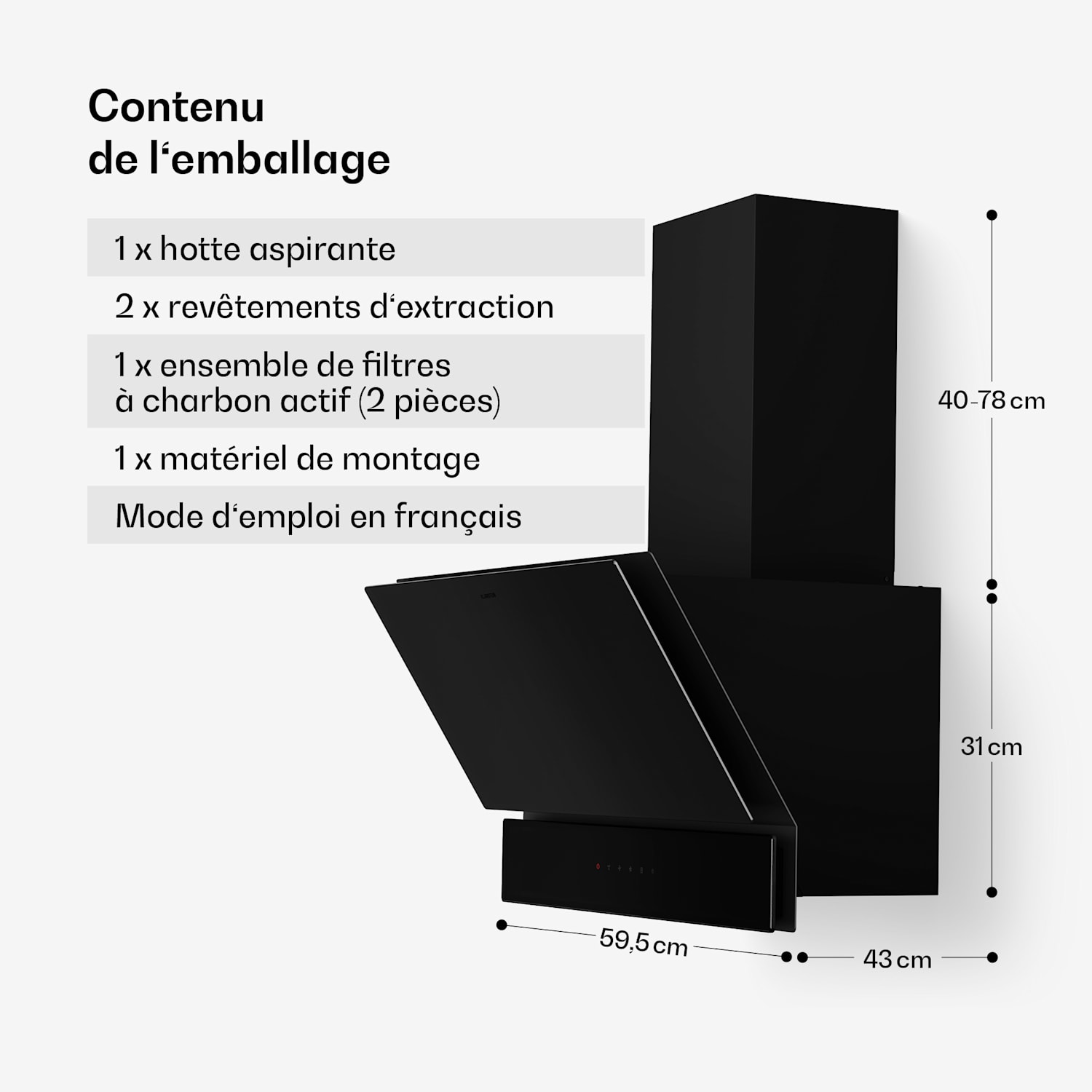 Velaire afzuigkap | elegant, minimalistisch, krachtig | energieklasse A++ | 820 m³/h | 60 cm 60 cm | Zwart