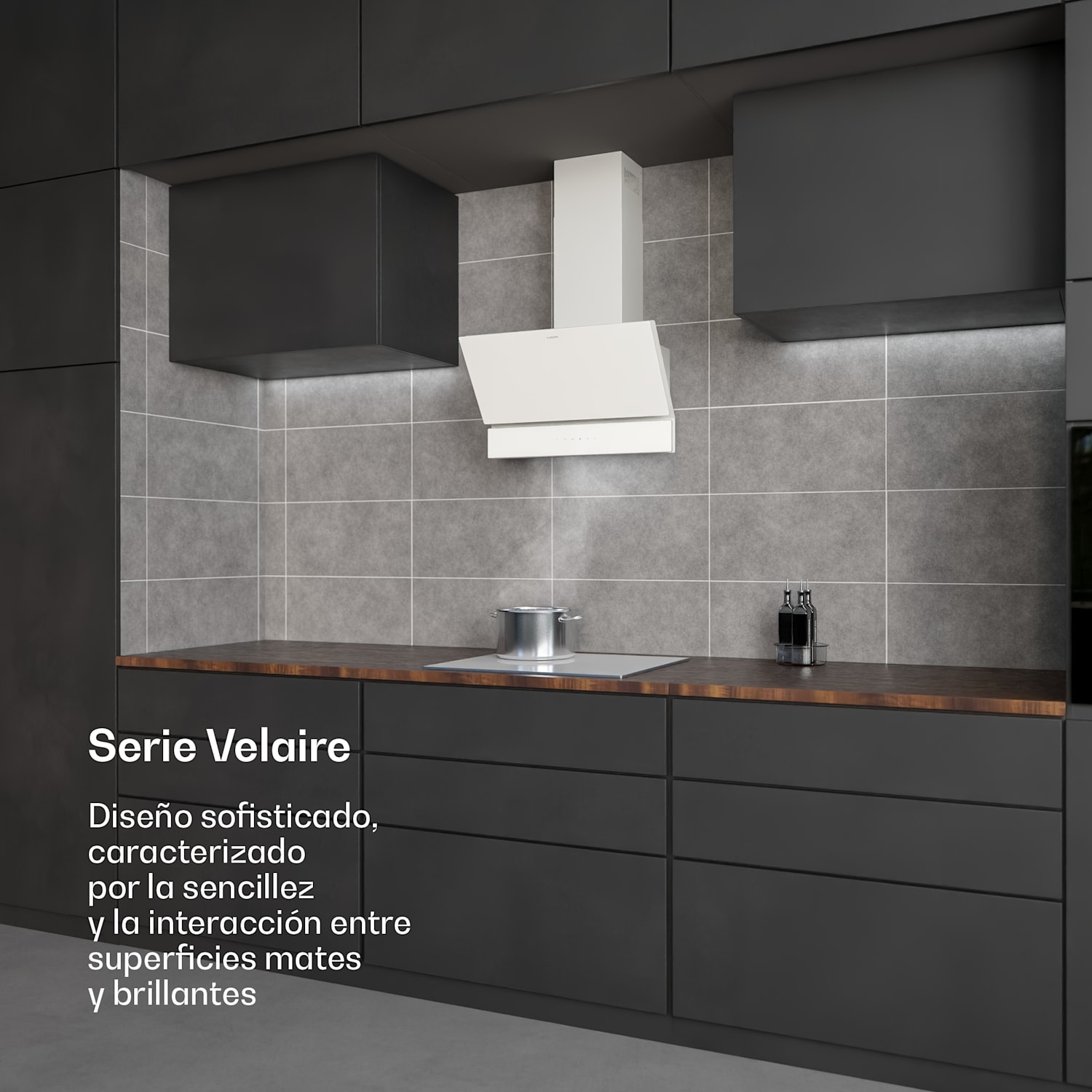 Velaire campana extractora | Elegante, minimalista, potente | Clase de energía A++ | 820 m³/h | 60 cm 60 cm | Blanco