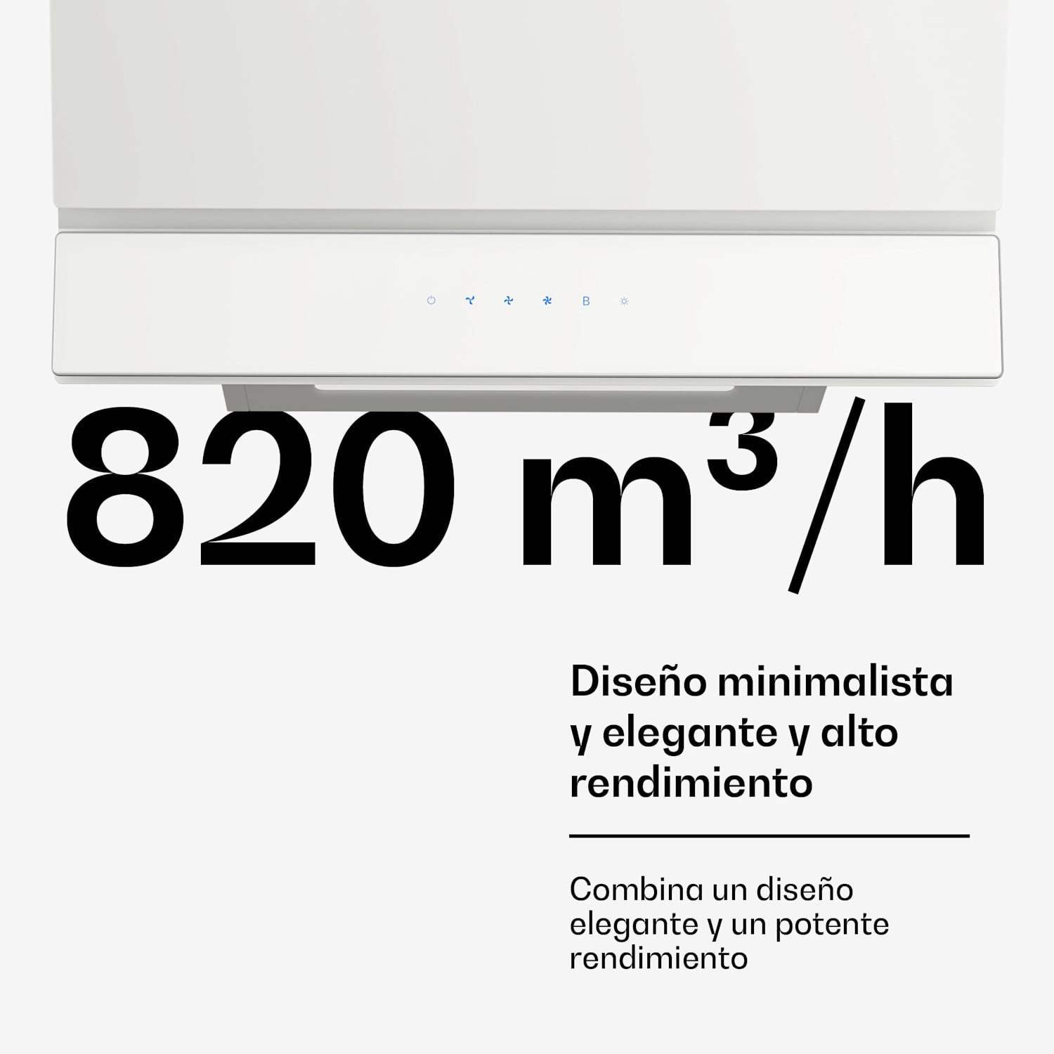 Velaire campana extractora | Elegante, minimalista, potente | Clase de energía A++ | 820 m³/h | 60 cm 60 cm | Blanco