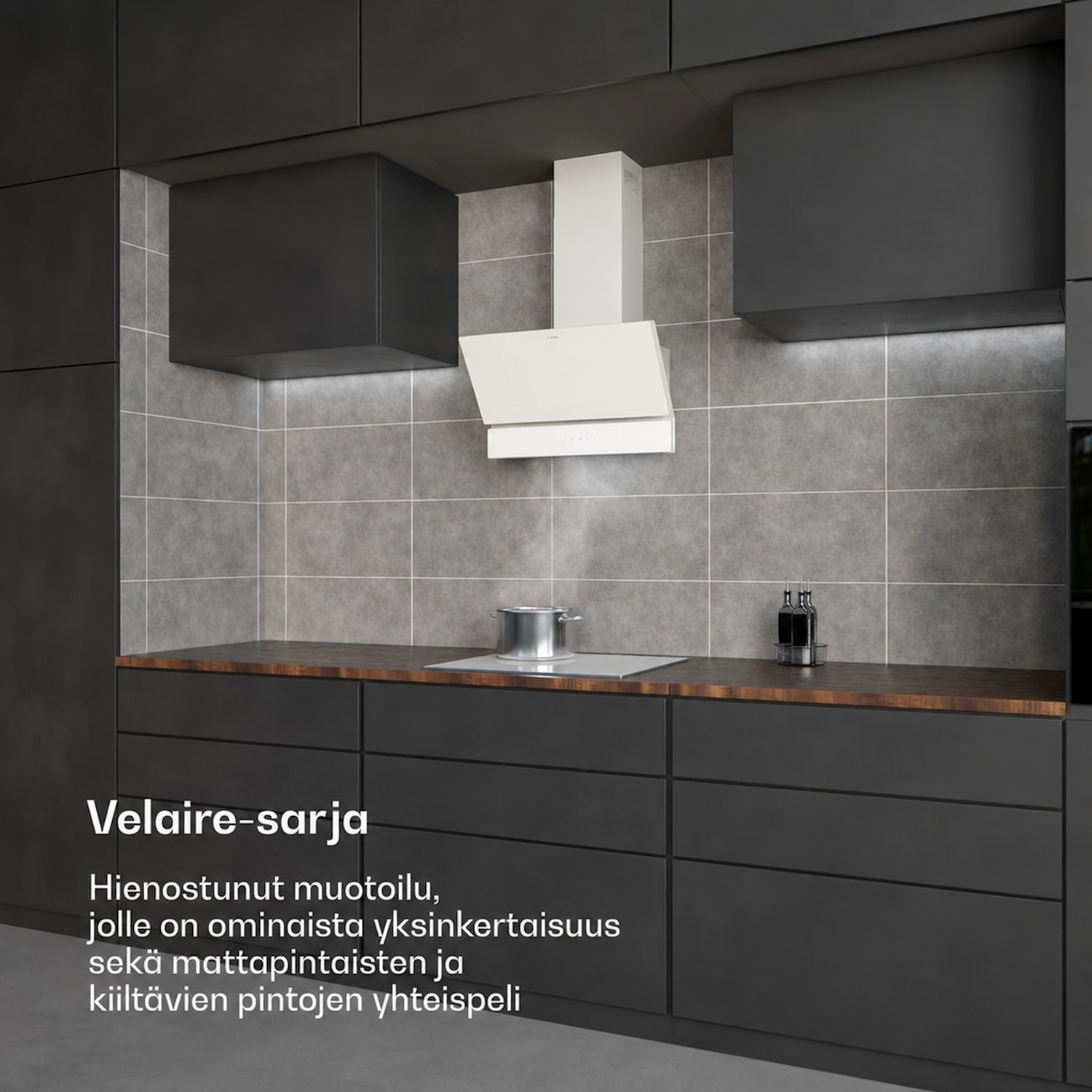 Velaire liesituuletin | Tyylikäs, minimalistinen, tehokas | Energialuokka A++ | 820 m³/h | 60 cm 60 cm | Valkoinen