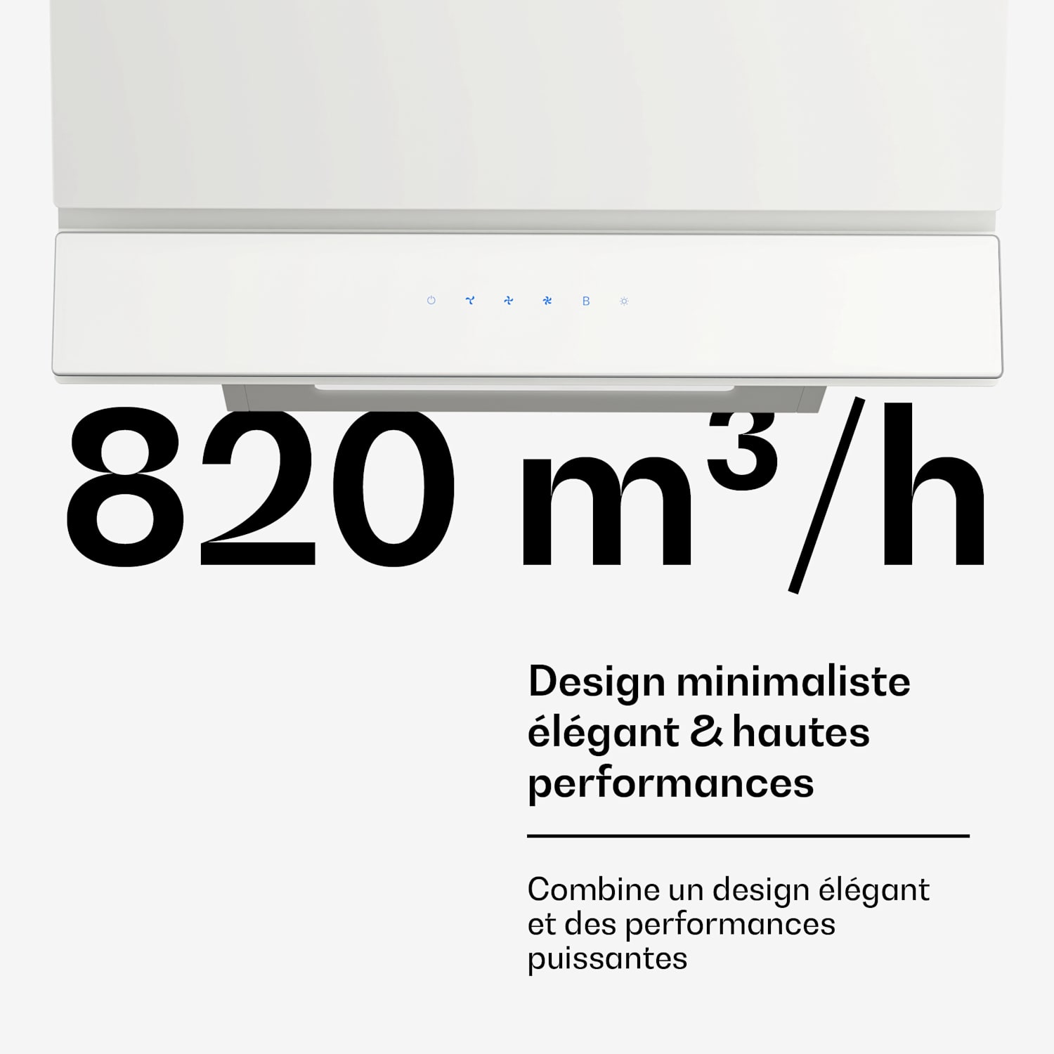 Velaire afzuigkap | elegant, minimalistisch, krachtig | energieklasse A++ | 820 m³/h | 60 cm 60 cm | Wit