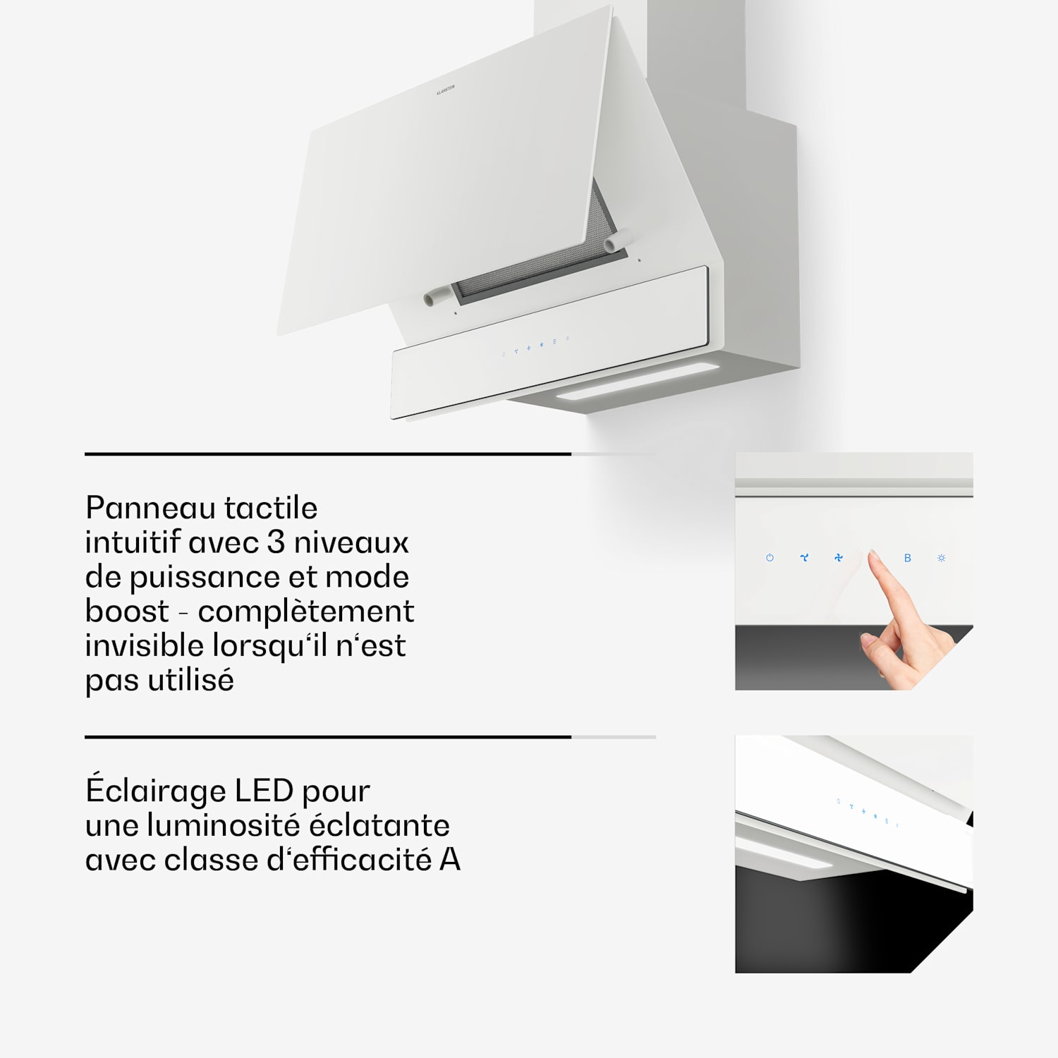 Velaire afzuigkap | elegant, minimalistisch, krachtig | energieklasse A++ | 820 m³/h | 60 cm 60 cm | Wit