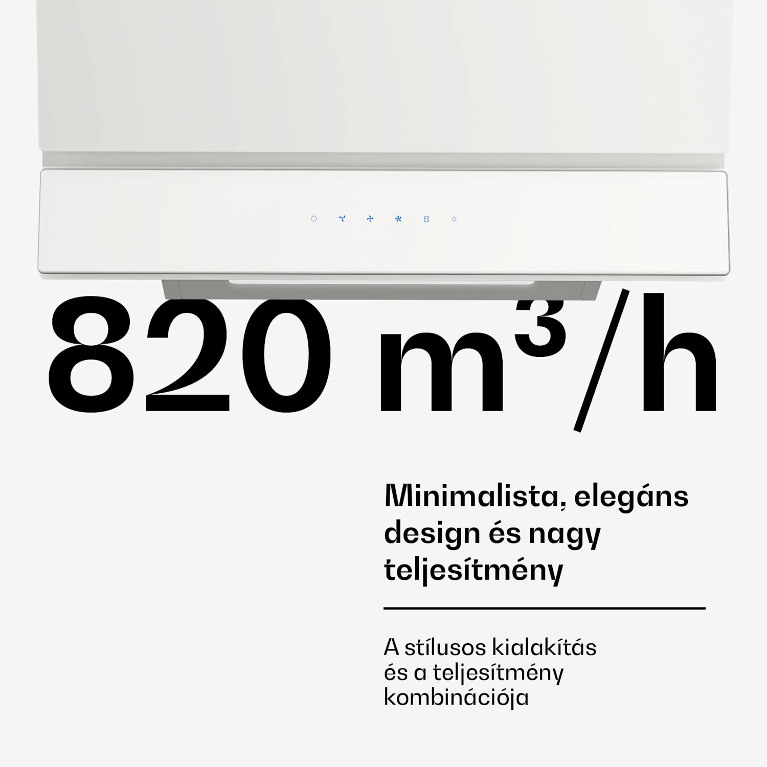 Velaire páraelszívó, Elegáns, minimalista, nagy teljesítményű, A++ energiaosztály, 820 m³/h, 60 cm 60 cm | Fehér