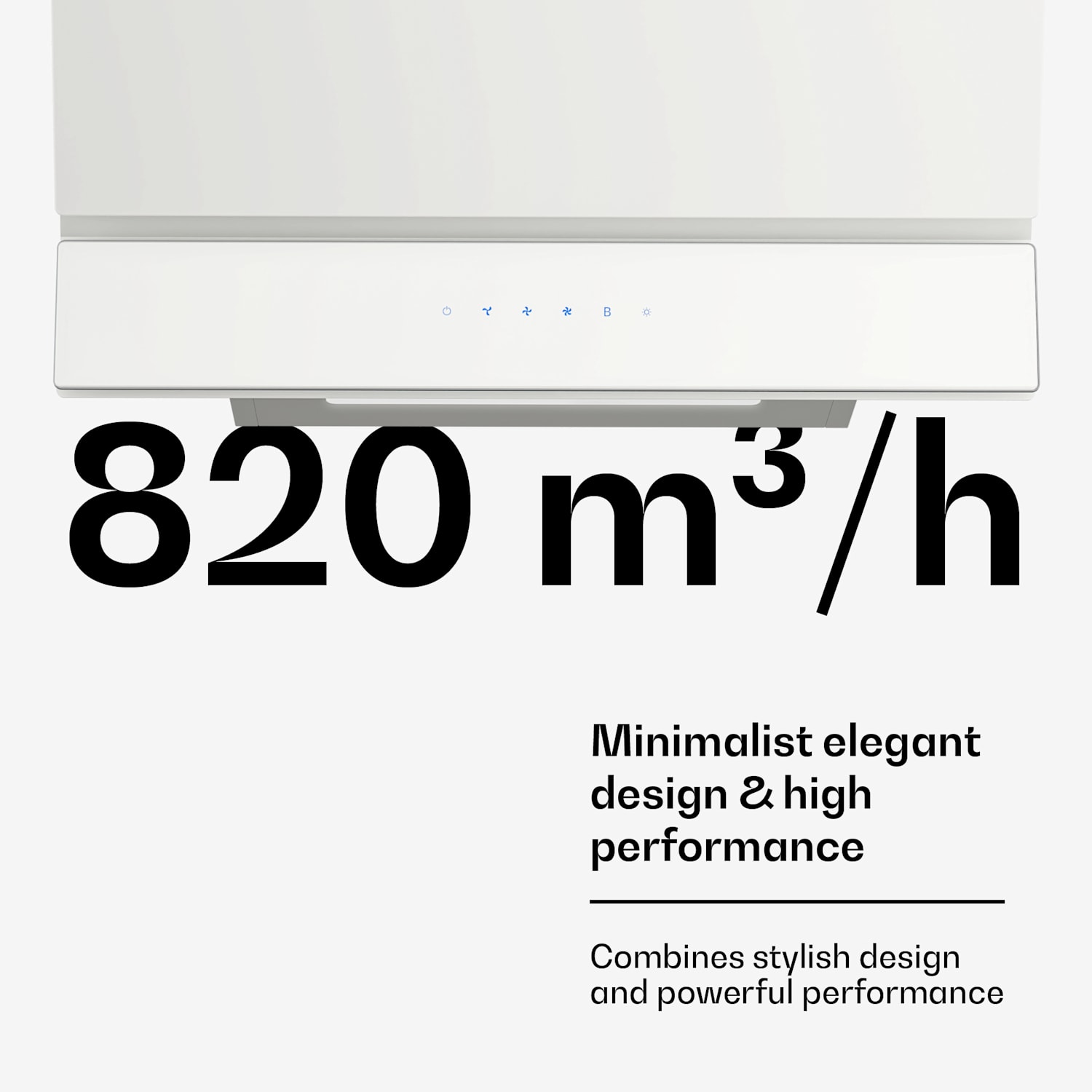 Velaire liesituuletin | Tyylikäs, minimalistinen, tehokas | Energiatehokkuusluokka A++ | 820 m³/h | 60 cm 60 cm | Valkoinen