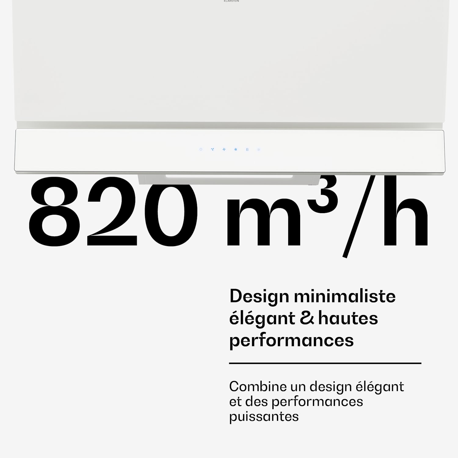 Velaire afzuigkap | elegant, minimalistisch, krachtig | energieklasse A++ | 820 m³/h | 90 cm 90 cm | Wit