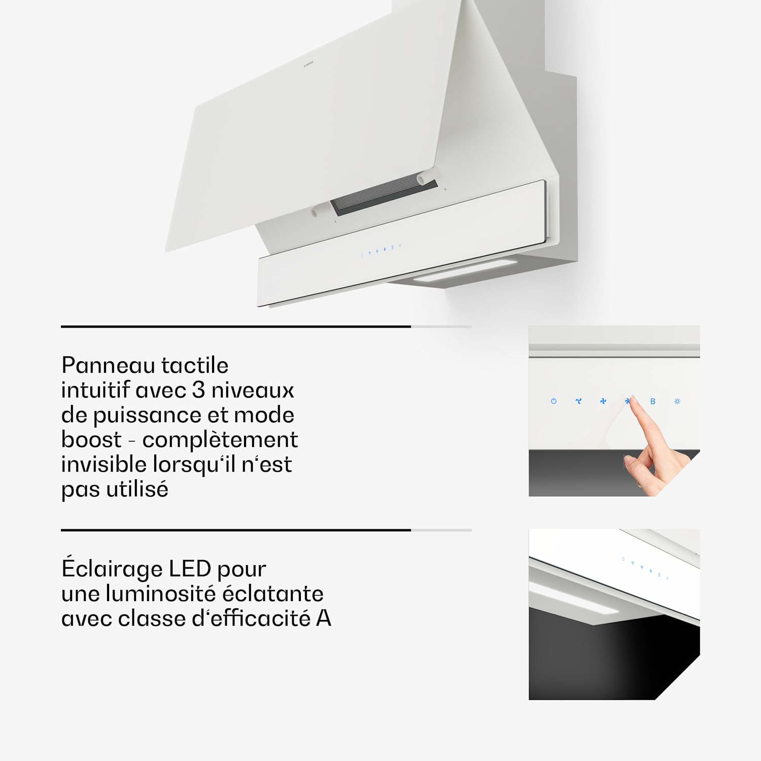 Velaire afzuigkap | elegant, minimalistisch, krachtig | energieklasse A++ | 820 m³/h | 90 cm 90 cm | Wit