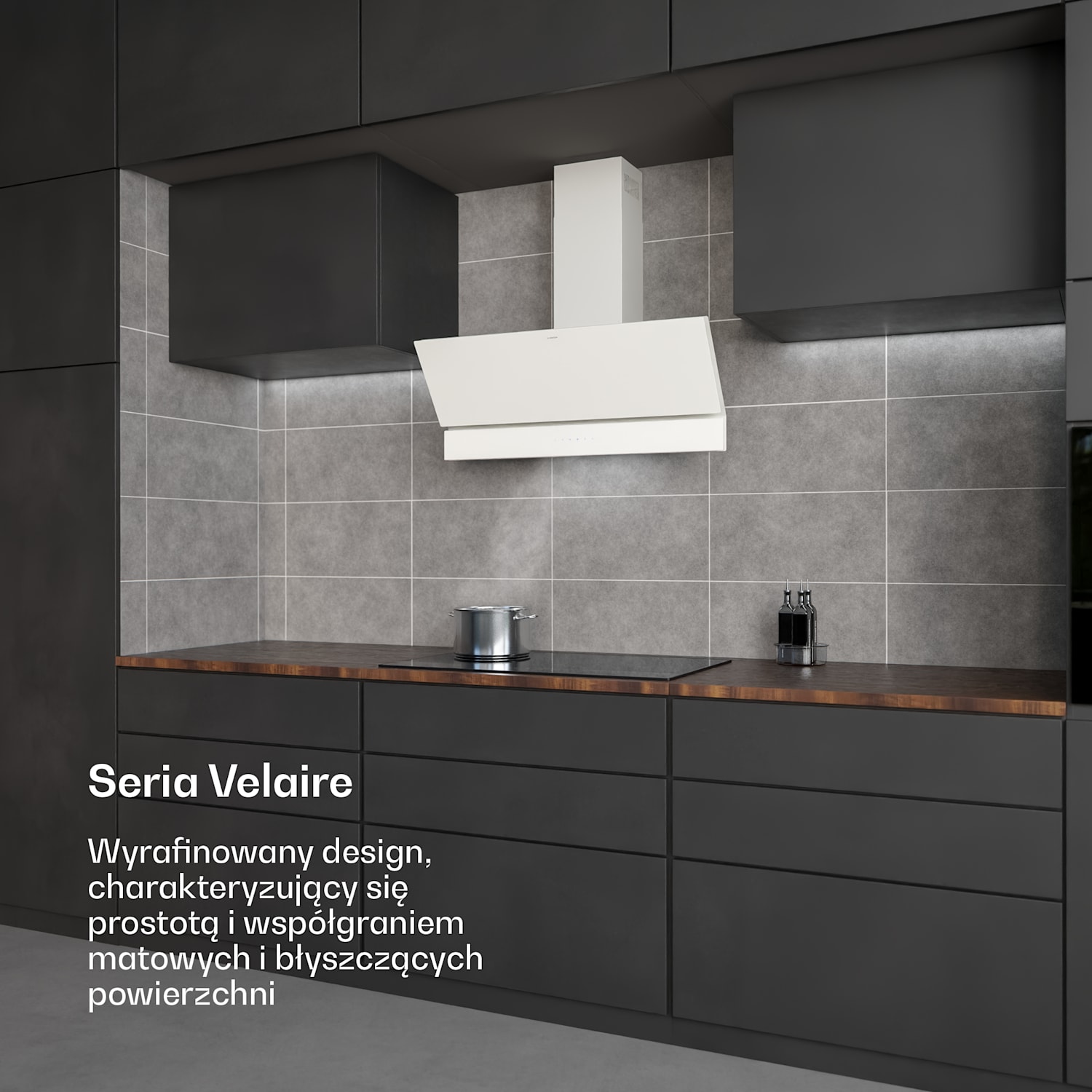 Okap kuchenny Velaire, Elegancki, minimalistyczny, wydajny, Klasa energetyczna A++, 820 m³/h, 90 cm 90 cm | Biały