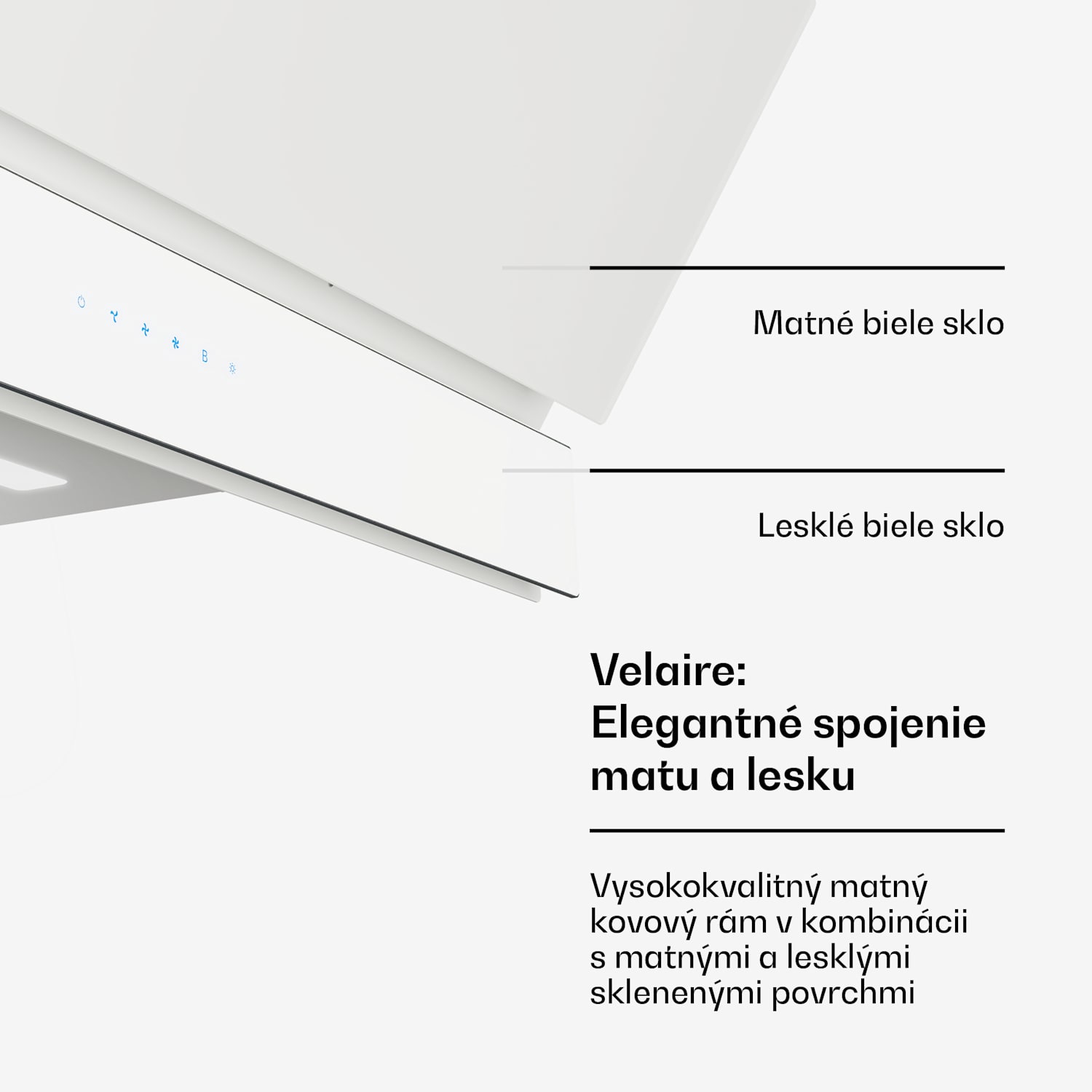 Velaire digestor, Elegantný, minimalistický, výkonný, Energetická trieda A++, 820 m³/h, 90 cm 90 cm | Biela