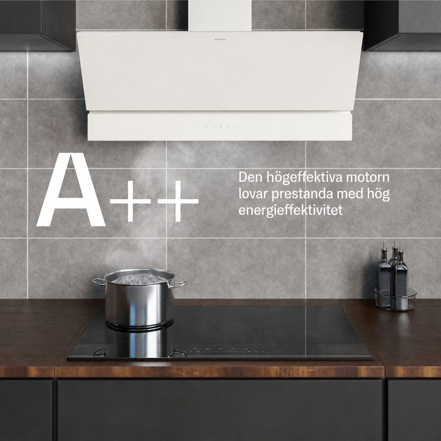 Velaire fläktkåpa | elegant, minimalistisk, kraftfull | energiklass A++ | 818 m³/h | 90 cm 90 cm | Vit