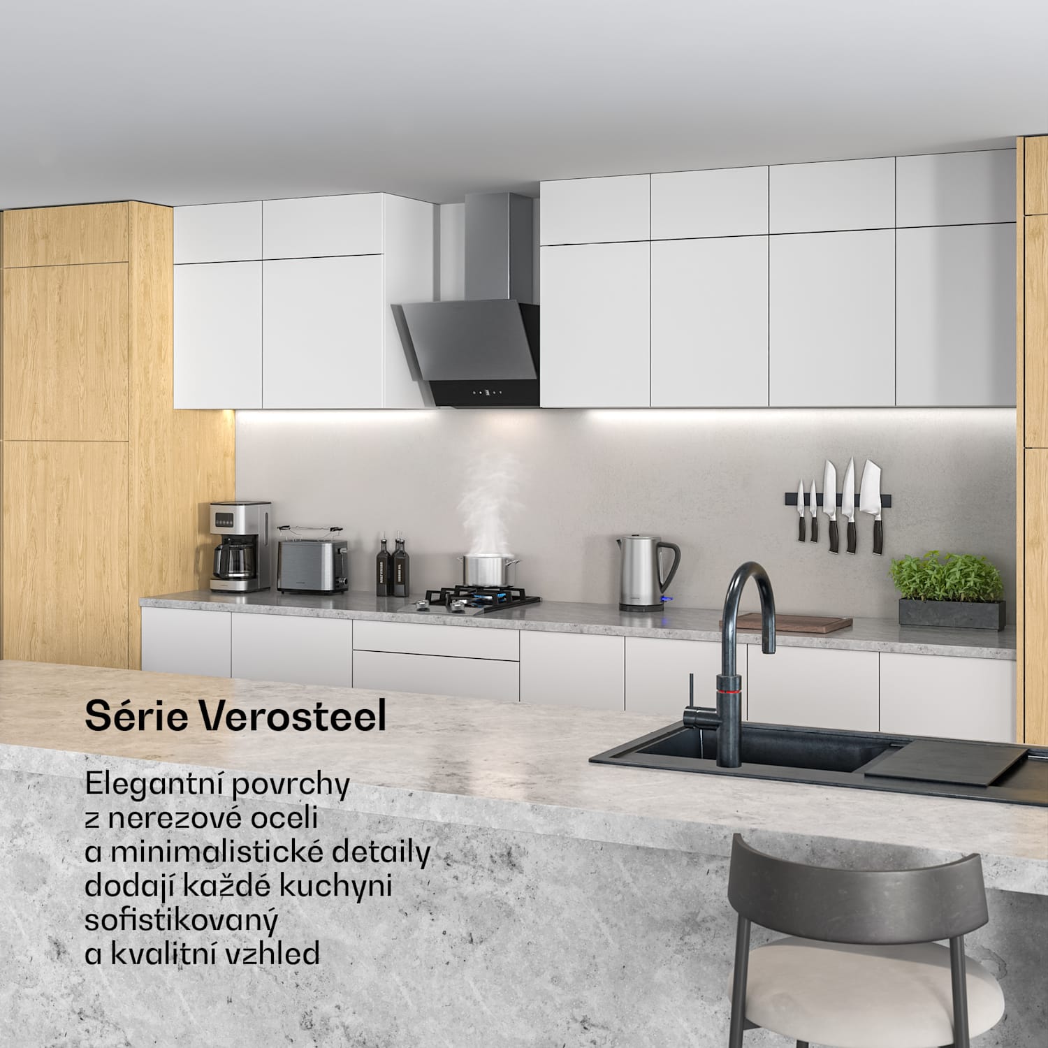 Velaire digestoř, Elegantní, minimalistická, výkonná, Energetická třída A++, 624 m³/h, 45 cm 45 cm