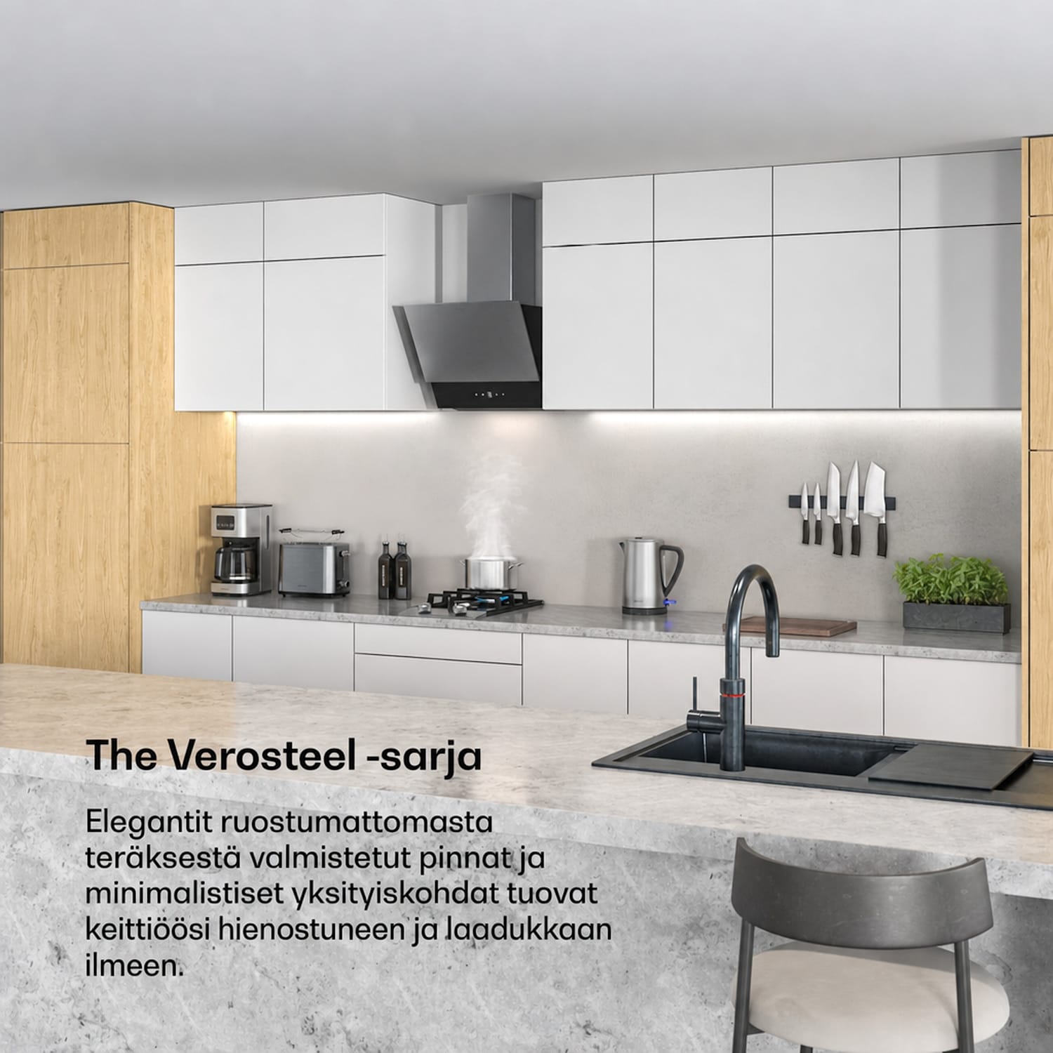 Verosteel liesituuletin | Tyylikäs, minimalistinen, tehokas | Energialuokka A | 624 m³/h | 45 cm 45 cm