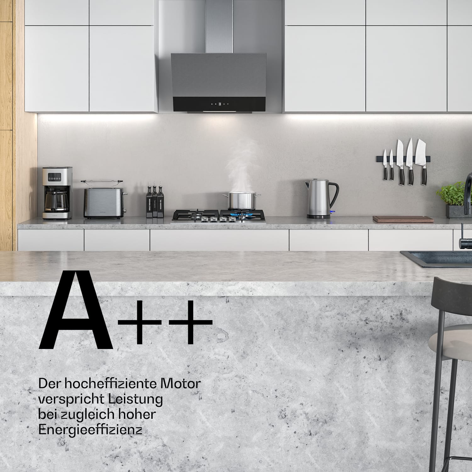 Verosteel hotte de cuisine | Élégante, minimaliste, puissante | Classe énergétique A | 624 m³/h | 60 cm 60 cm