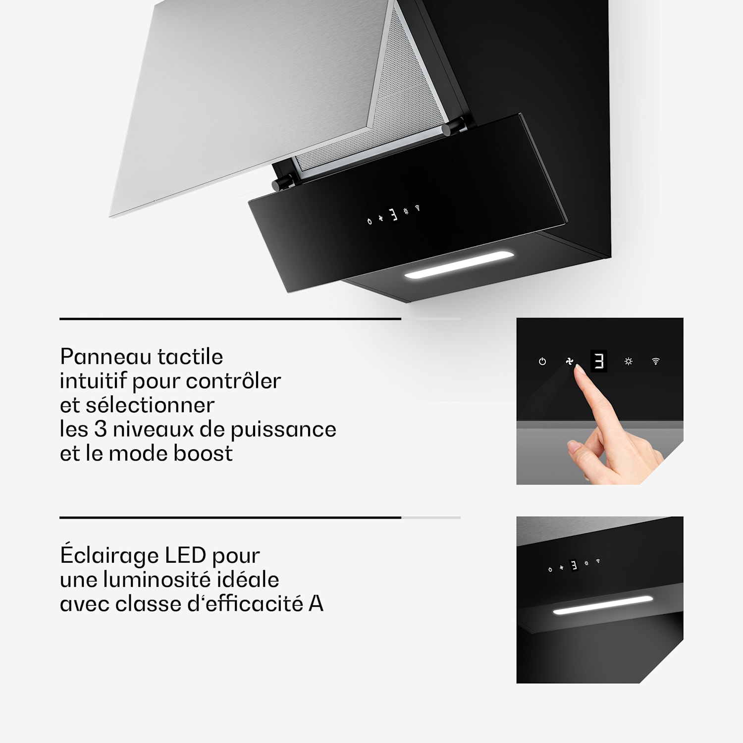 Verosteel hotte de cuisine | Élégante, minimaliste, puissante | Classe énergétique A | 624 m³/h | 60 cm 60 cm