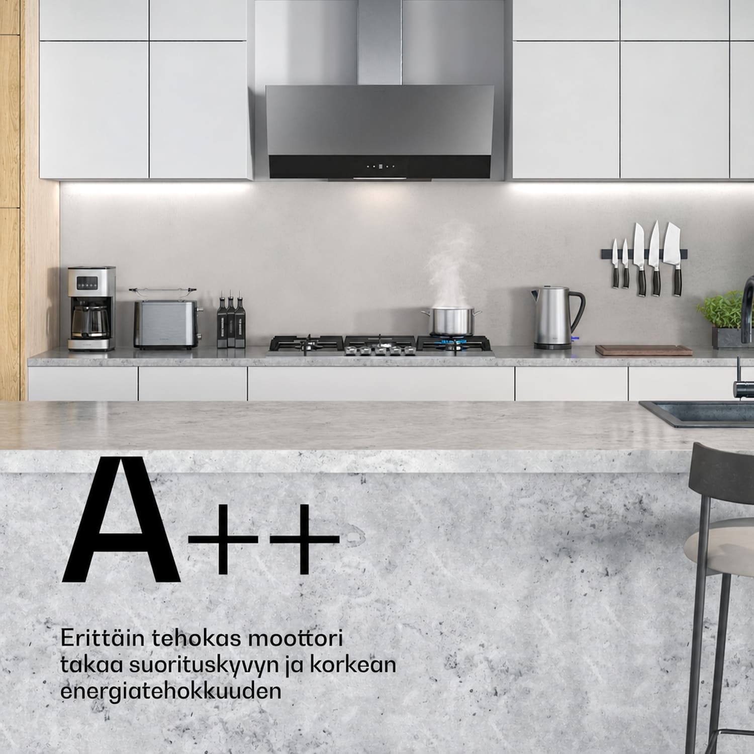 Verosteel liesituuletin | Tyylikäs, minimalistinen, tehokas | Energialuokka A | 624 m³/h | 90 cm 90 cm