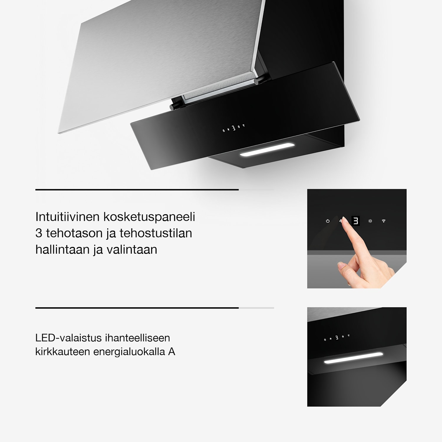 Verosteel liesituuletin | Tyylikäs, minimalistinen, tehokas | Energialuokka A | 624 m³/h | 90 cm 90 cm