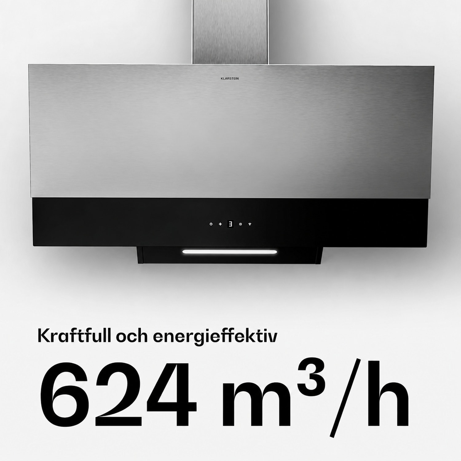 Verosteel fläktkåpa | Elegant, minimalistisk, kraftfull | Energiklass A | 624 m³/h | 90 cm 90 cm