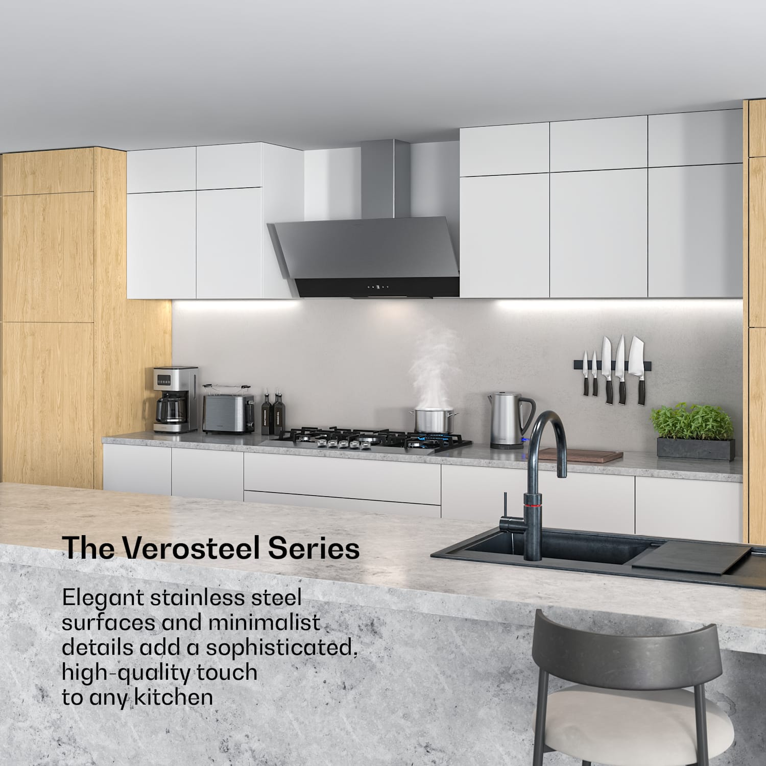 Verosteel afzuigkap | elegant, minimalistisch, krachtig | energieklasse A | 624 m³/h | 90 cm 90 cm