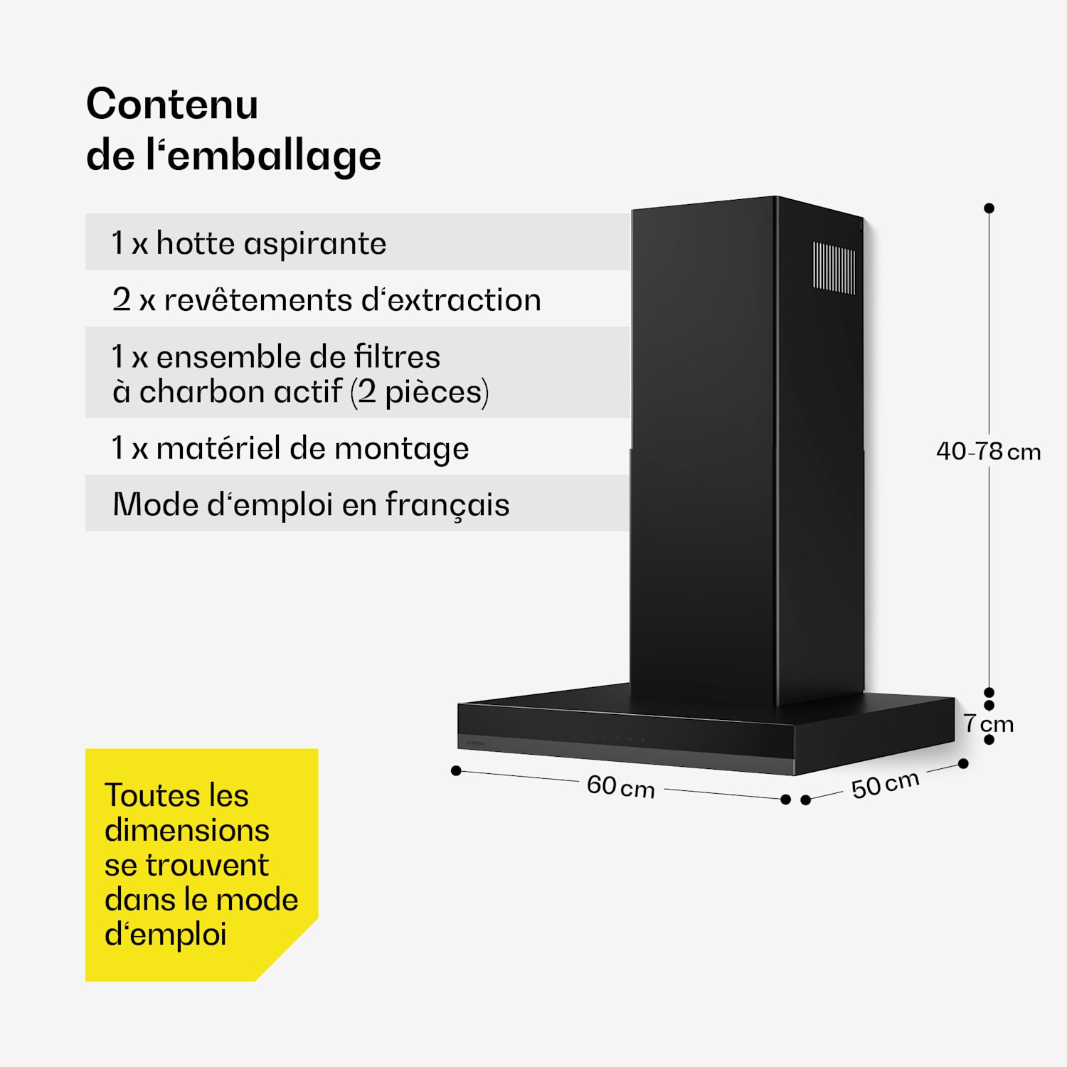 Velaire afzuigkap | elegant, minimalistisch, krachtig | energieklasse A++ | 600 m³/h | 60 cm 60 cm | Zwart