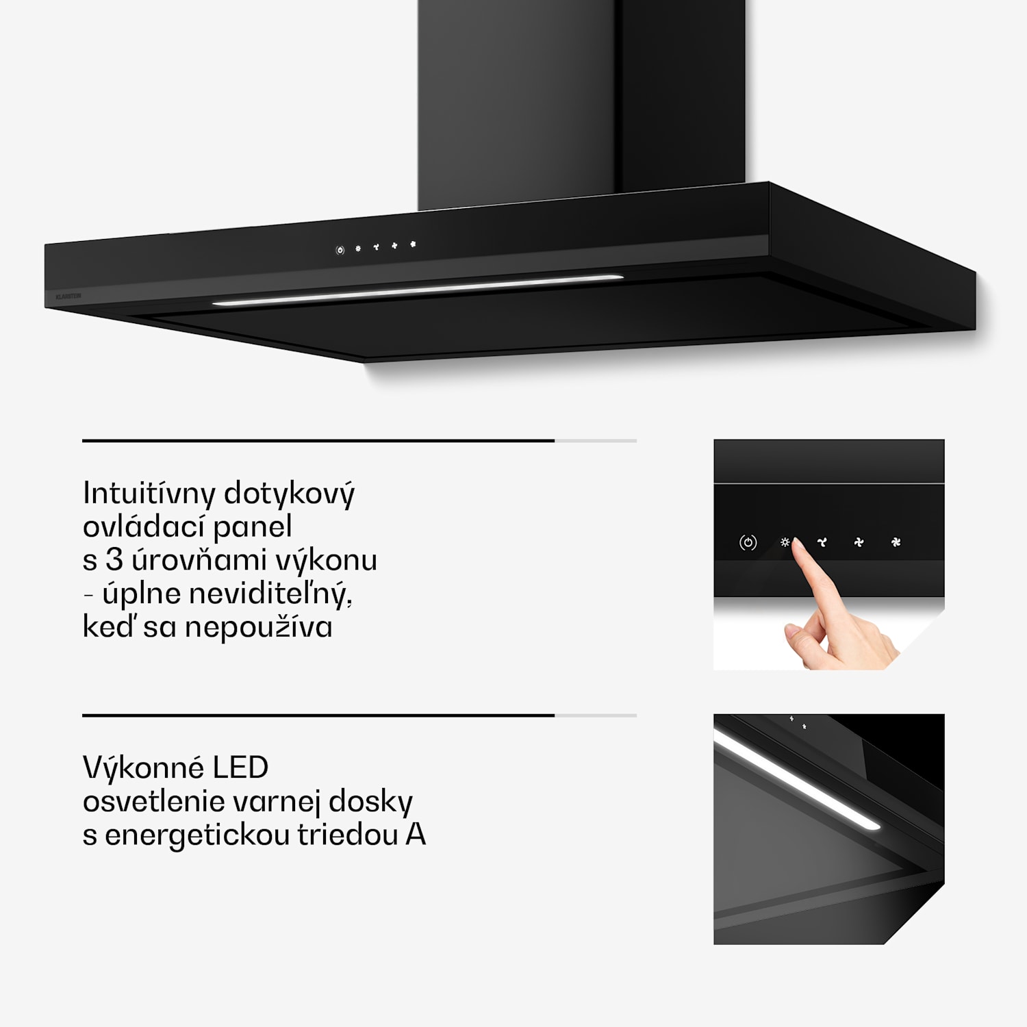 Velaire digestor, Elegantný, minimalistický, výkonný, Energetická trieda A++, 595 m³/h, 90 cm 90 cm | Čierna