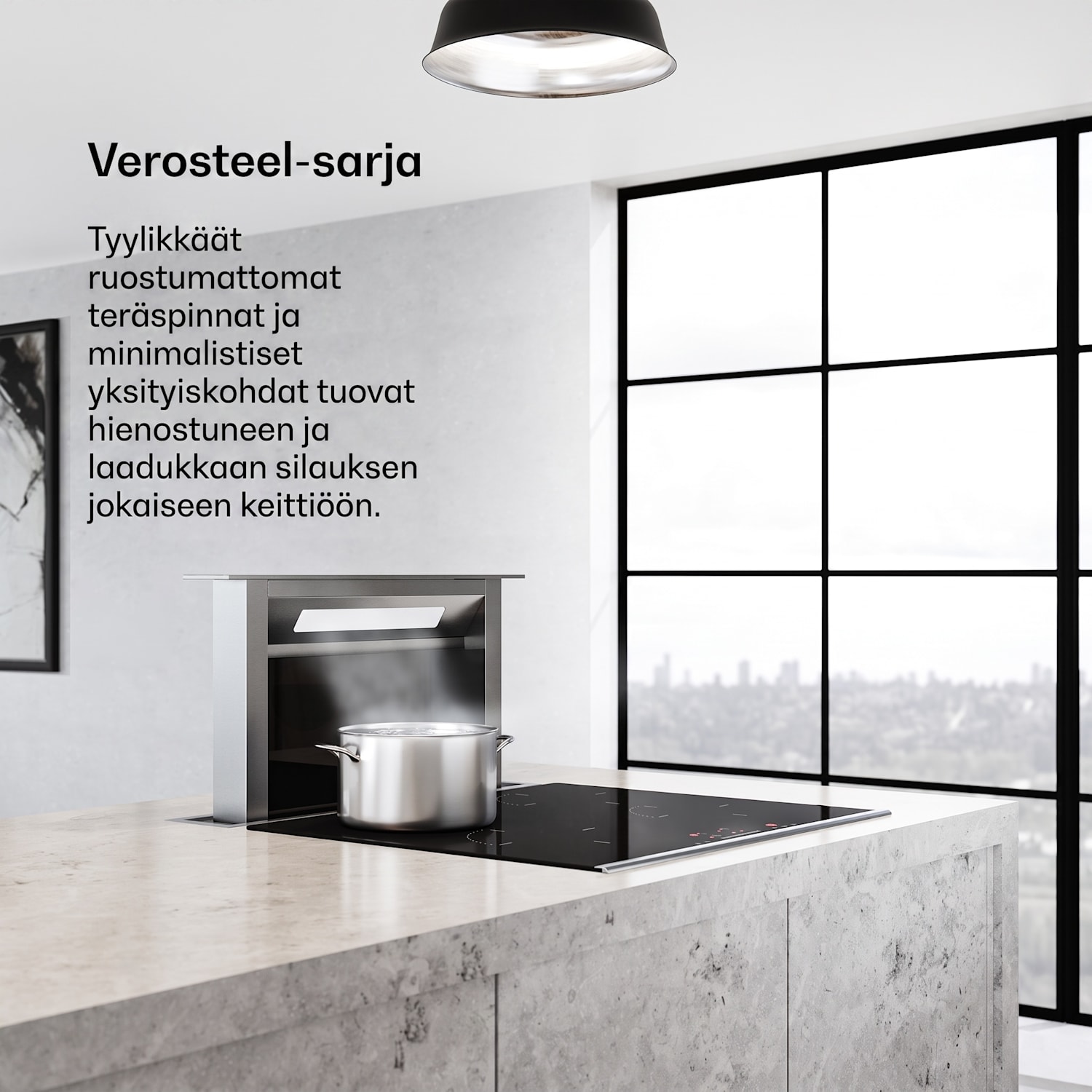 Verosteel upotettava liesituuletin | Minimalistinen, tehokas | EEC A++ | 853 m³/h | 60 cm 60 cm