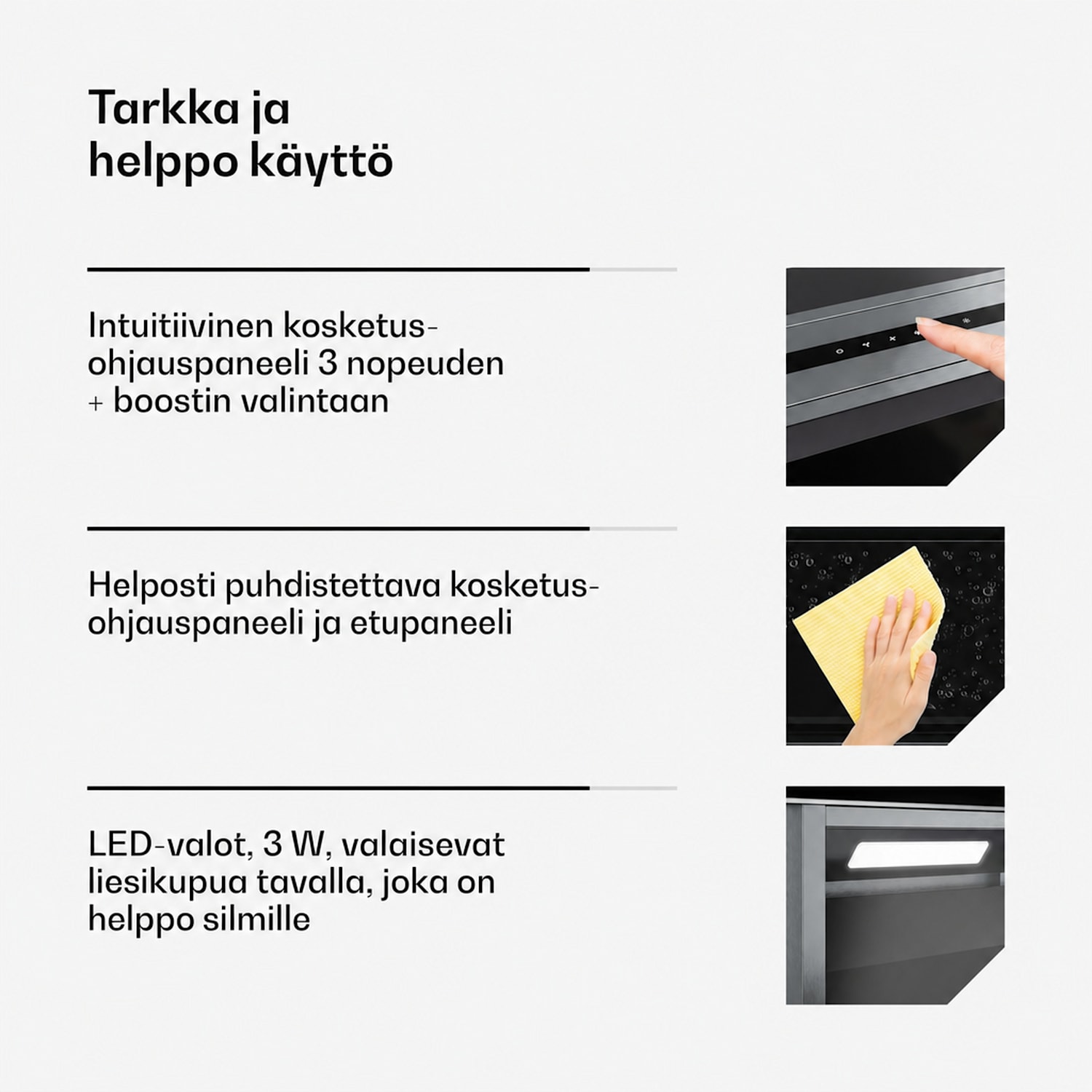 Verosteel upotettava liesituuletin | Minimalistinen, tehokas | EEC A++ | 853 m³/h | 60 cm 60 cm