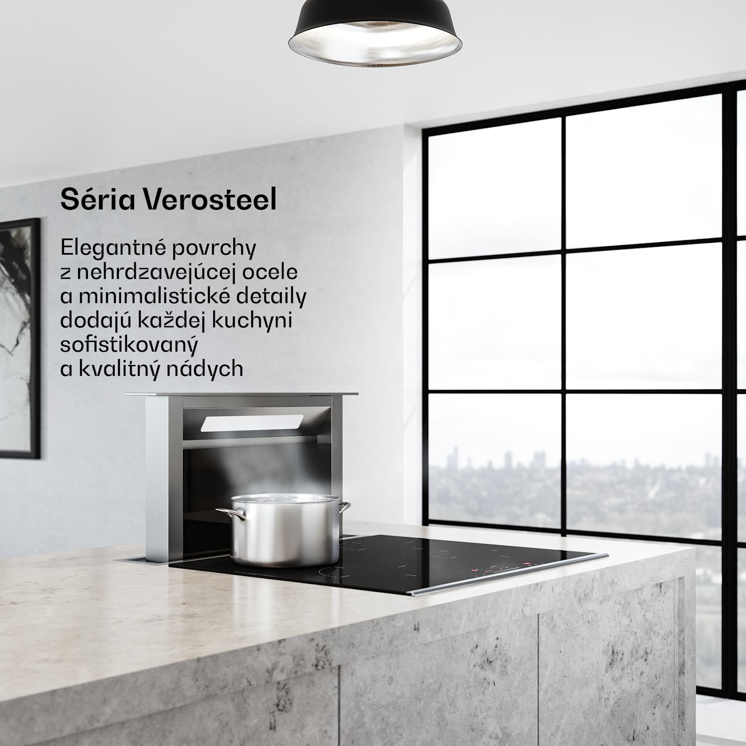 Verosteel vstavaný digestor, Minimalistický, výkonný, EEC A++, 853,3 m³/h, 60 cm 60 cm