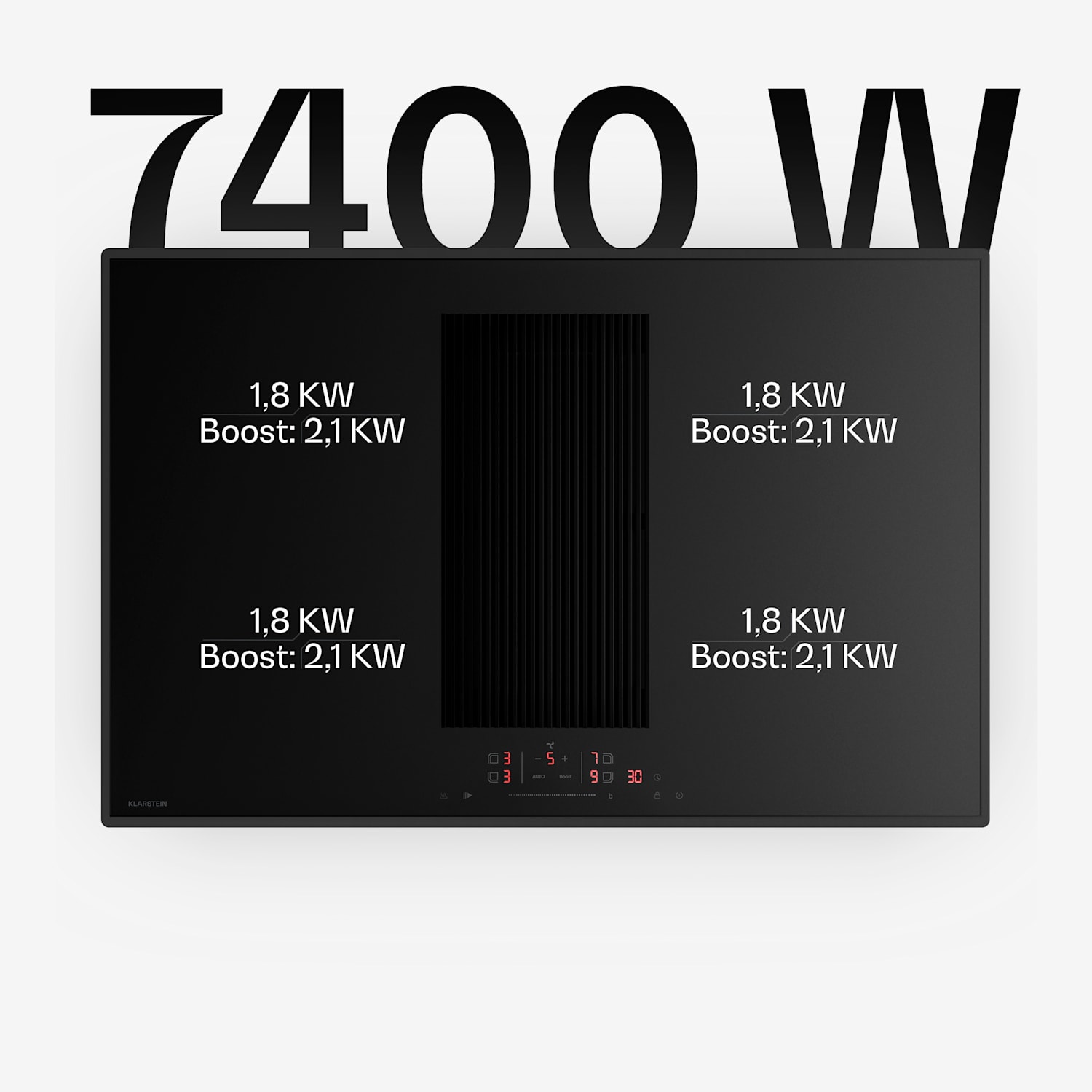 Velaire placa de inducción con campana integrada Elegante, minimalista, potente 8400 W 80 cm Basic