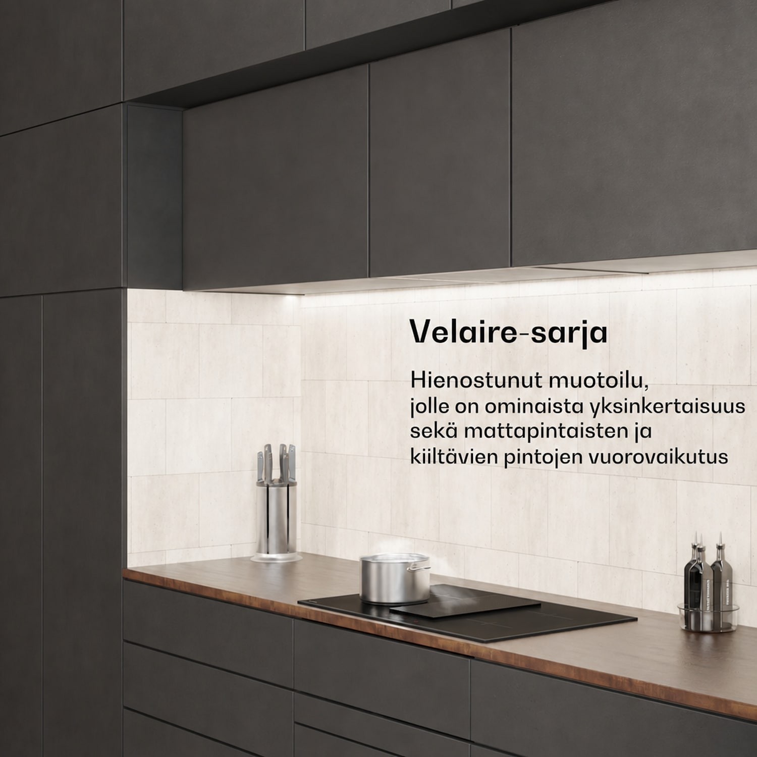 Velaire induktiokeittotaso integroidulla liesituulettimella, tyylikäs, minimalistinen, tehokas 8400 W 80 cm Basic