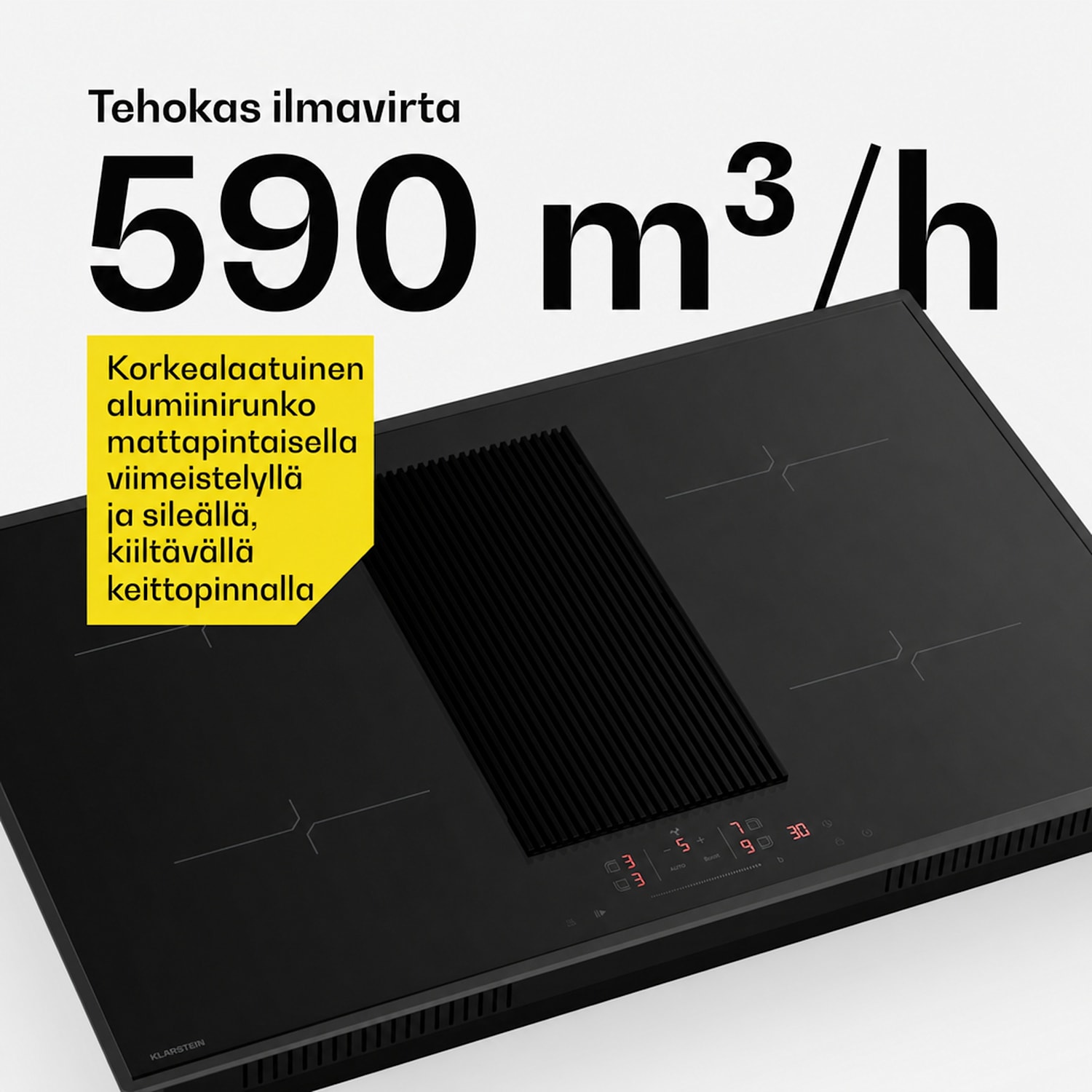 Velaire induktiokeittotaso integroidulla liesituulettimella, tyylikäs, minimalistinen, tehokas 8400 W 80 cm Basic