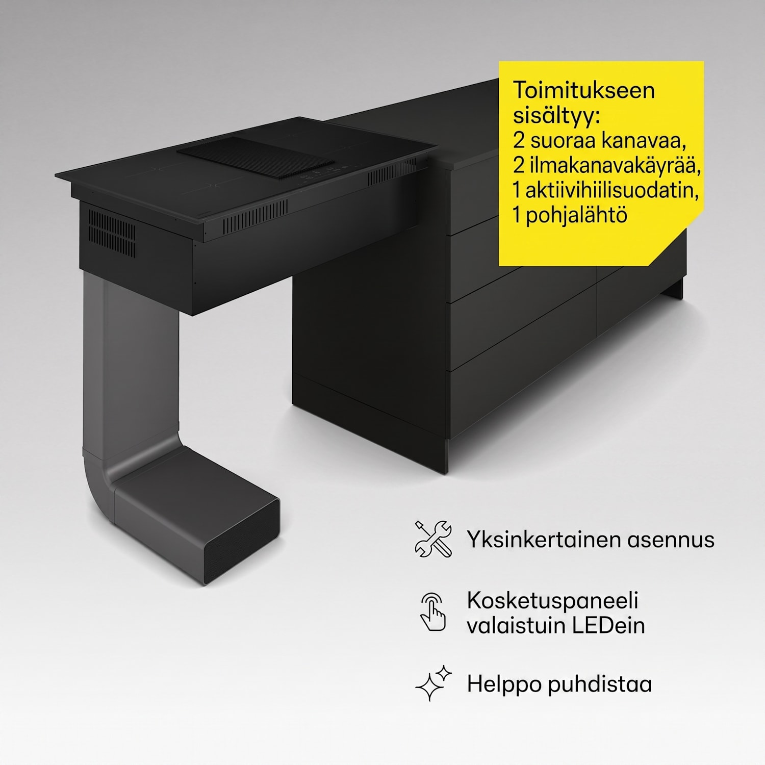 Velaire induktiokeittotaso integroidulla liesituulettimella, tyylikäs, minimalistinen, tehokas 8400 W 80 cm Basic