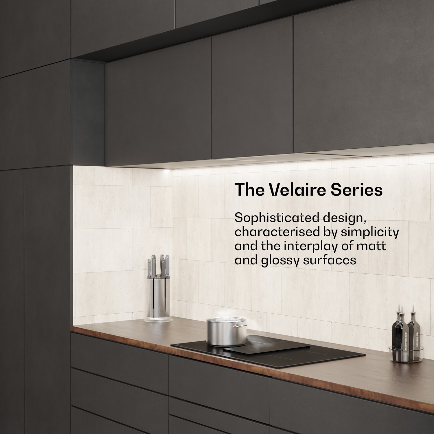 Velaire induktiokeittotaso integroidulla liesituulettimella, tyylikäs, minimalistinen, tehokas 8400 W 80 cm Basic